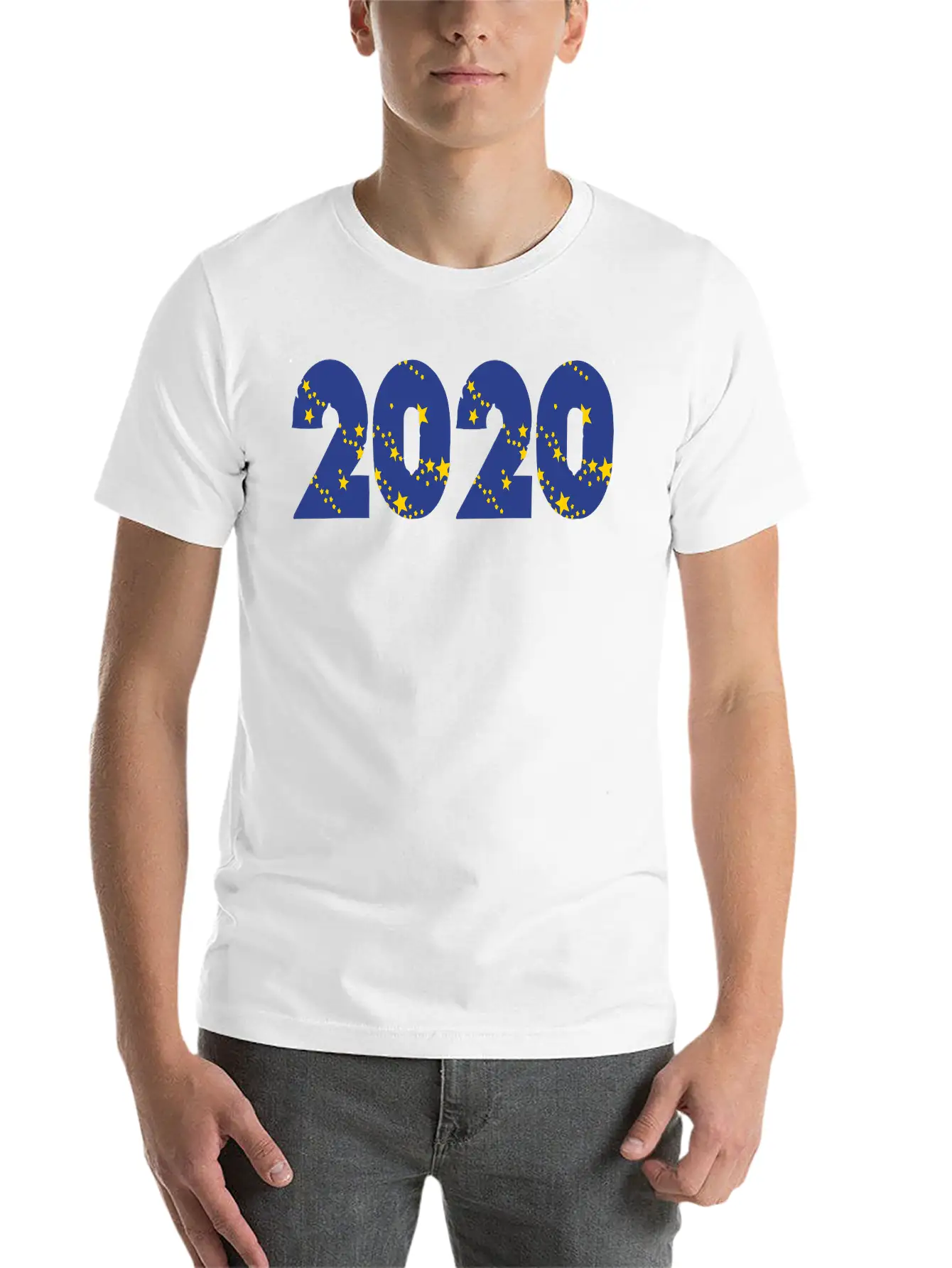 ❤✦°•2020-Awesome Happy New Year Of 2020(Star Font) Unisex Casual T-Shirt – Clean Design For Daily Comfort
