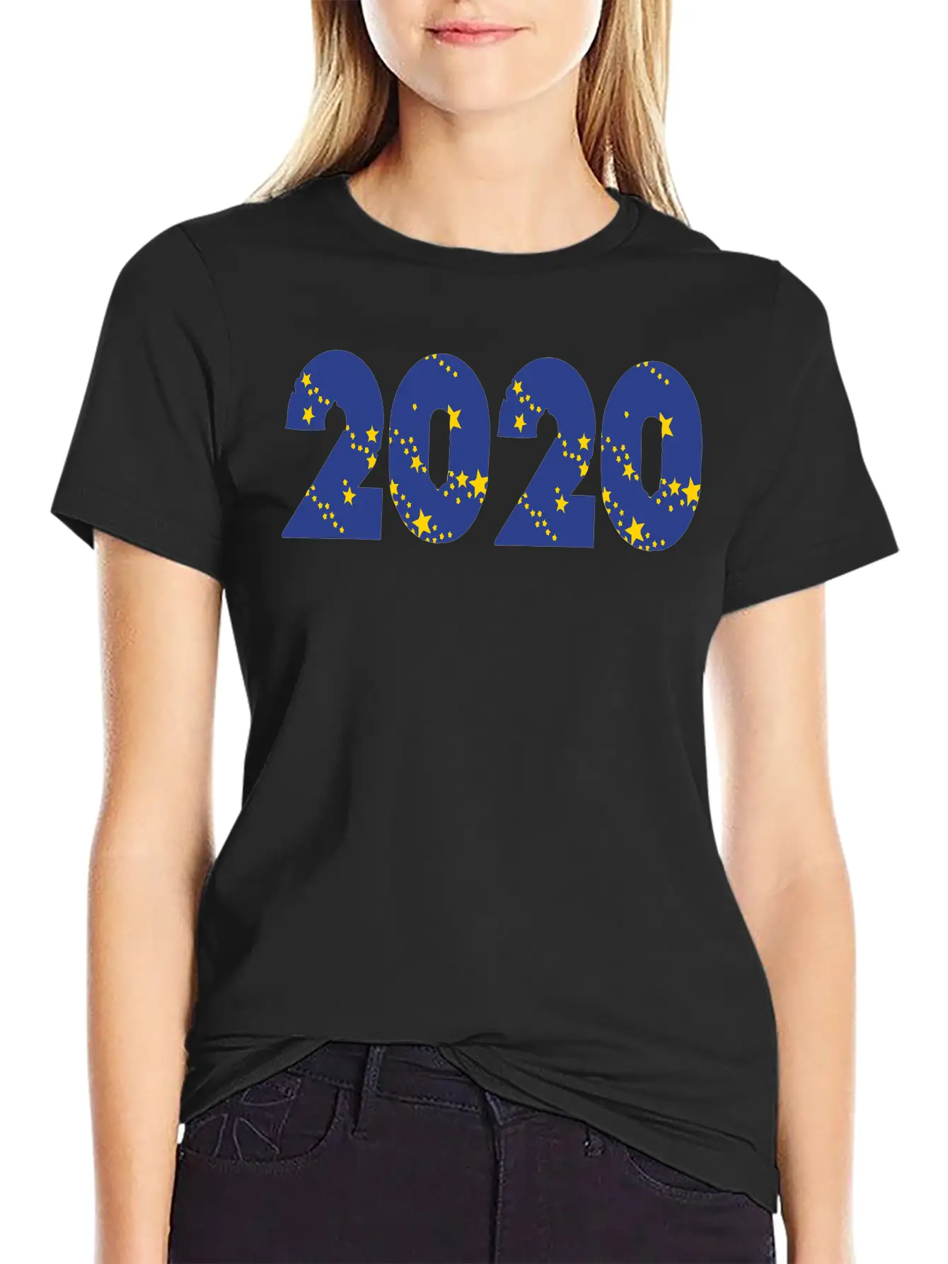 ❤✦°•2020-Awesome Happy New Year Of 2020(Star Font) Unisex Casual T-Shirt – Clean Design For Daily Comfort
