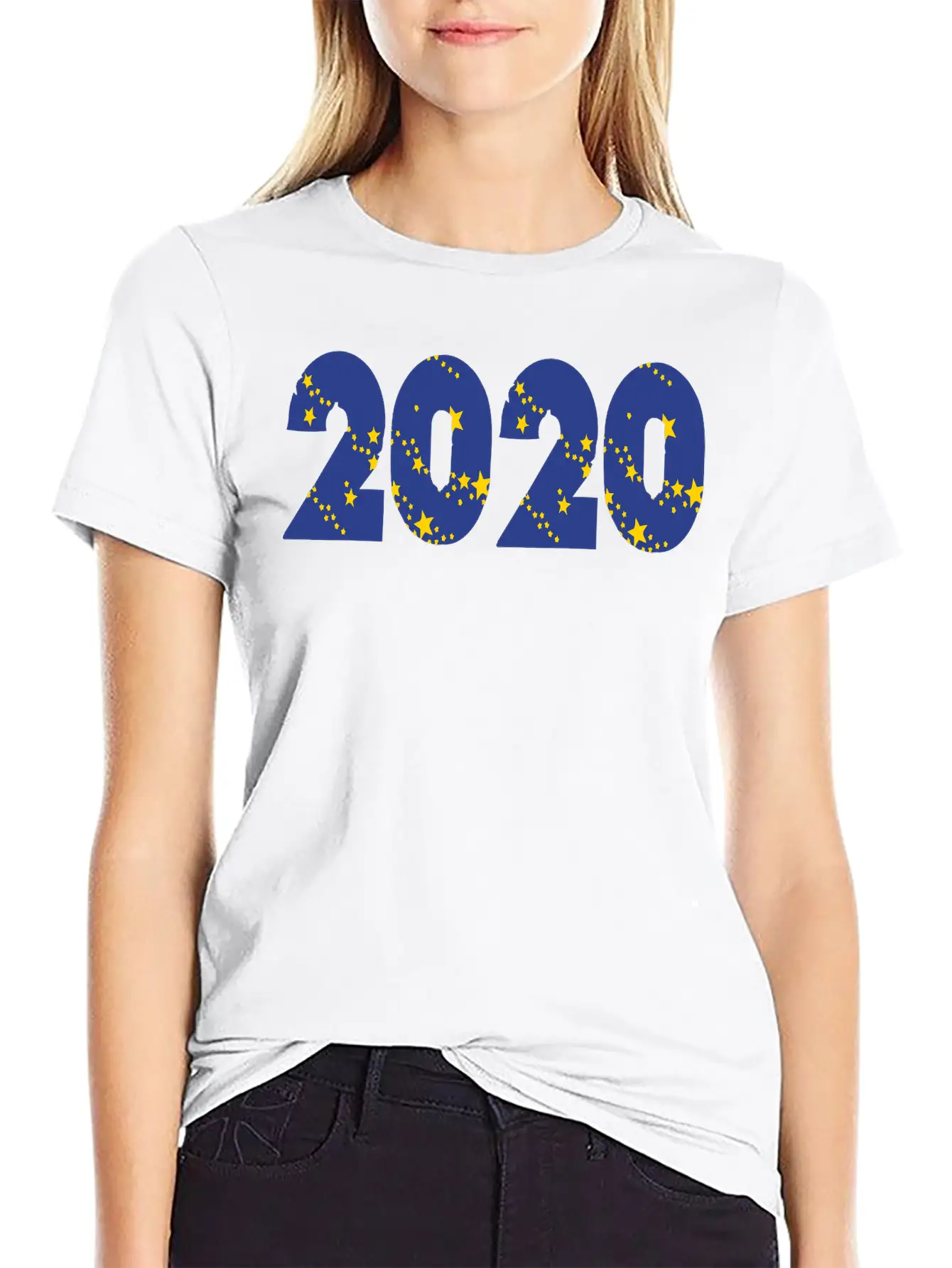 ❤✦°•2020-Awesome Happy New Year Of 2020(Star Font) Unisex Casual T-Shirt – Clean Design For Daily Comfort