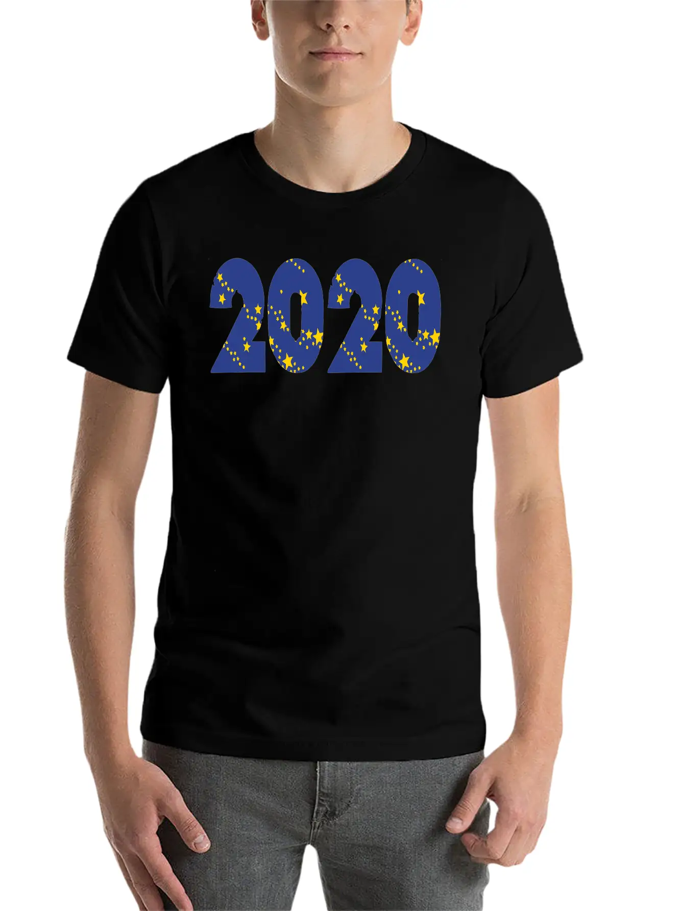 ❤✦°•2020-Awesome Happy New Year Of 2020(Star Font) Unisex Casual T-Shirt – Clean Design For Daily Comfort