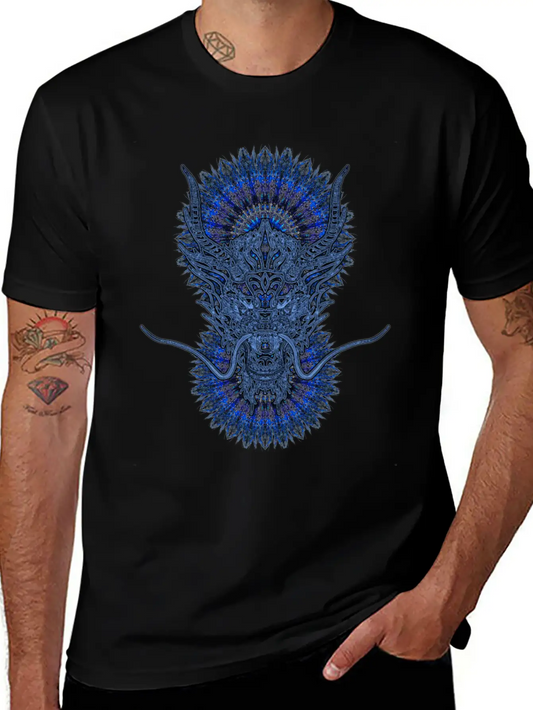 2024 Kaleidoscope Dragon 53 Blue Dragon Classic Fit Graphic Tee For Daily Comfort – Unisex Cotton Shirt