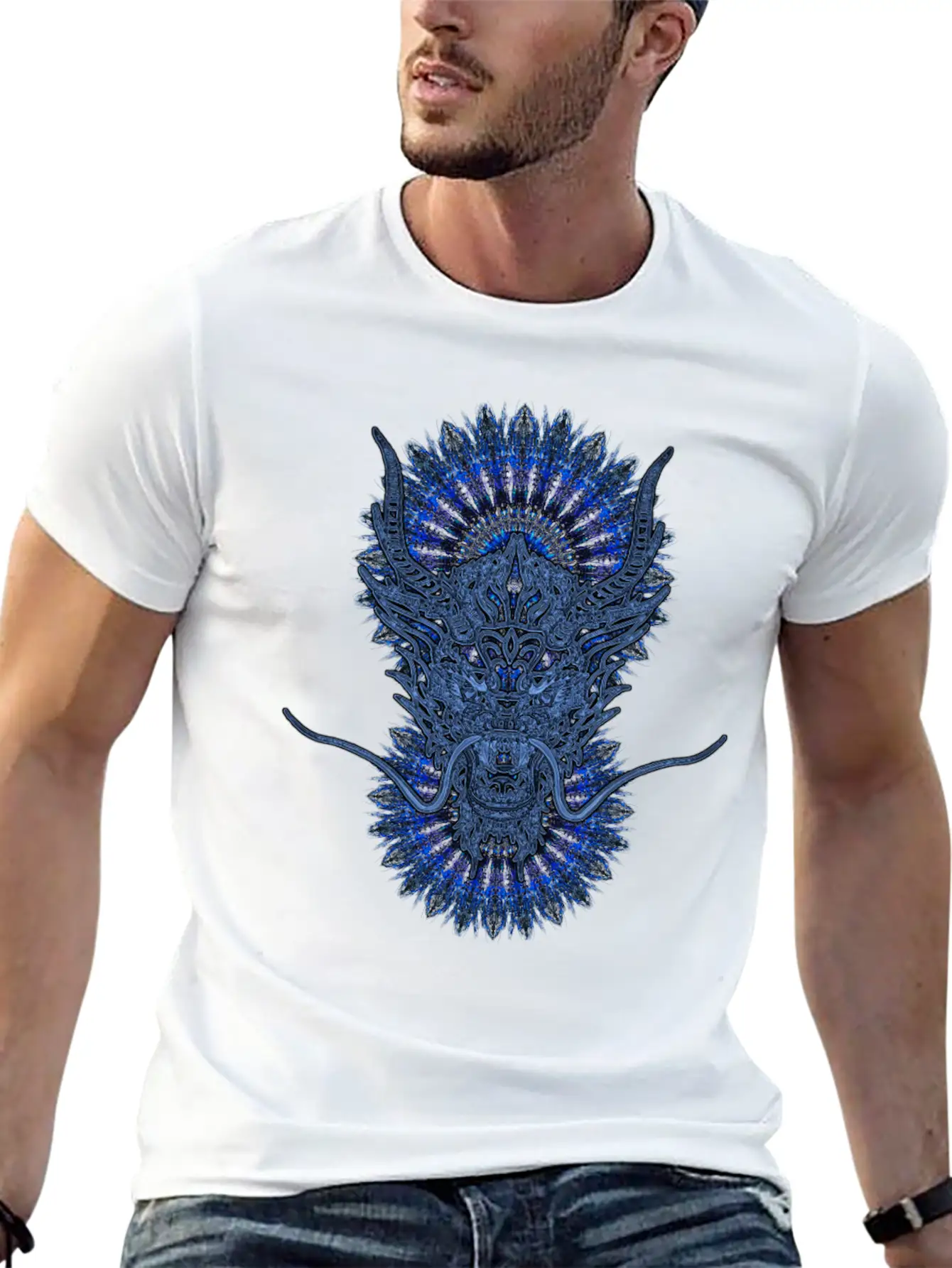 2024 Kaleidoscope Dragon 53 Blue Dragon Classic Fit Graphic Tee For Daily Comfort – Unisex Cotton Shirt