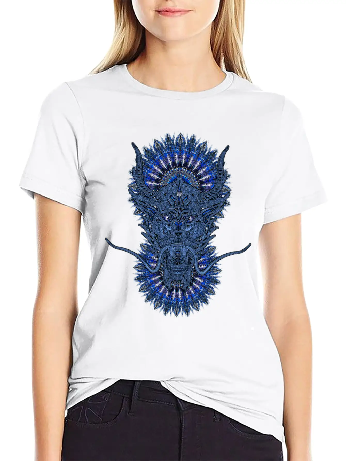 2024 Kaleidoscope Dragon 53 Blue Dragon Classic Fit Graphic Tee For Daily Comfort – Unisex Cotton Shirt