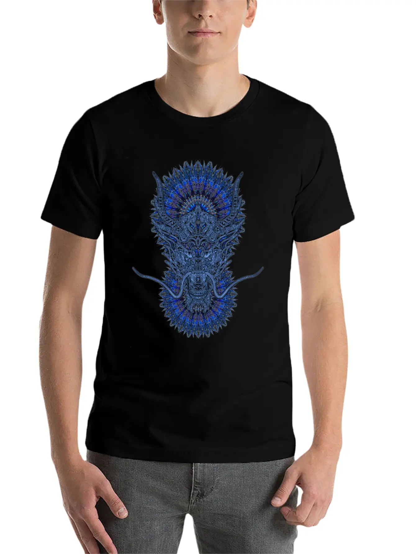 2024 Kaleidoscope Dragon 53 Blue Dragon Classic Fit Graphic Tee For Daily Comfort – Unisex Cotton Shirt