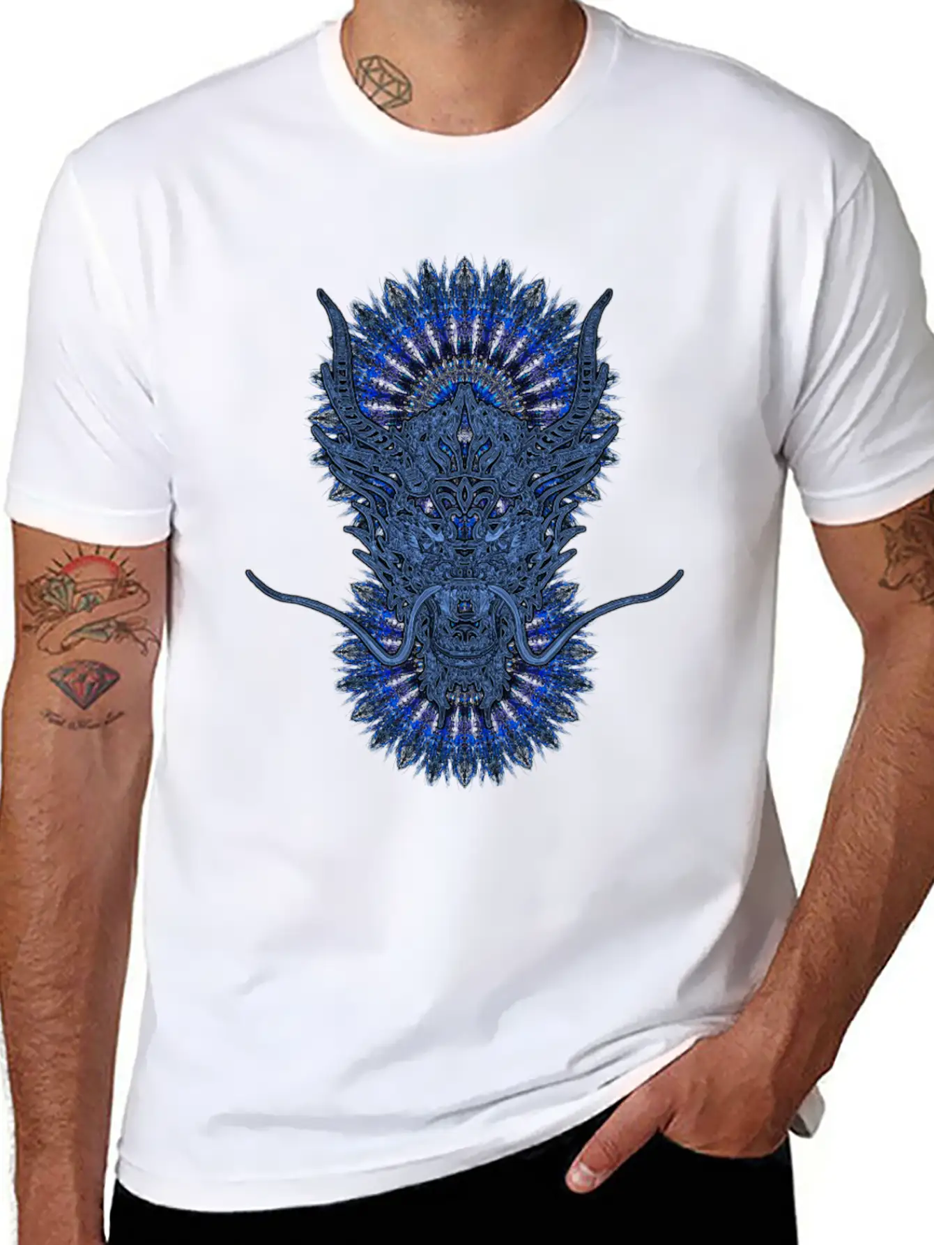 2024 Kaleidoscope Dragon 53 Blue Dragon Classic Fit Graphic Tee For Daily Comfort – Unisex Cotton Shirt