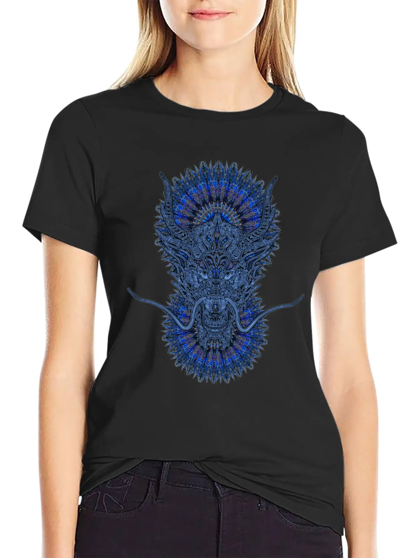 2024 Kaleidoscope Dragon 53 Blue Dragon Classic Fit Graphic Tee For Daily Comfort – Unisex Cotton Shirt
