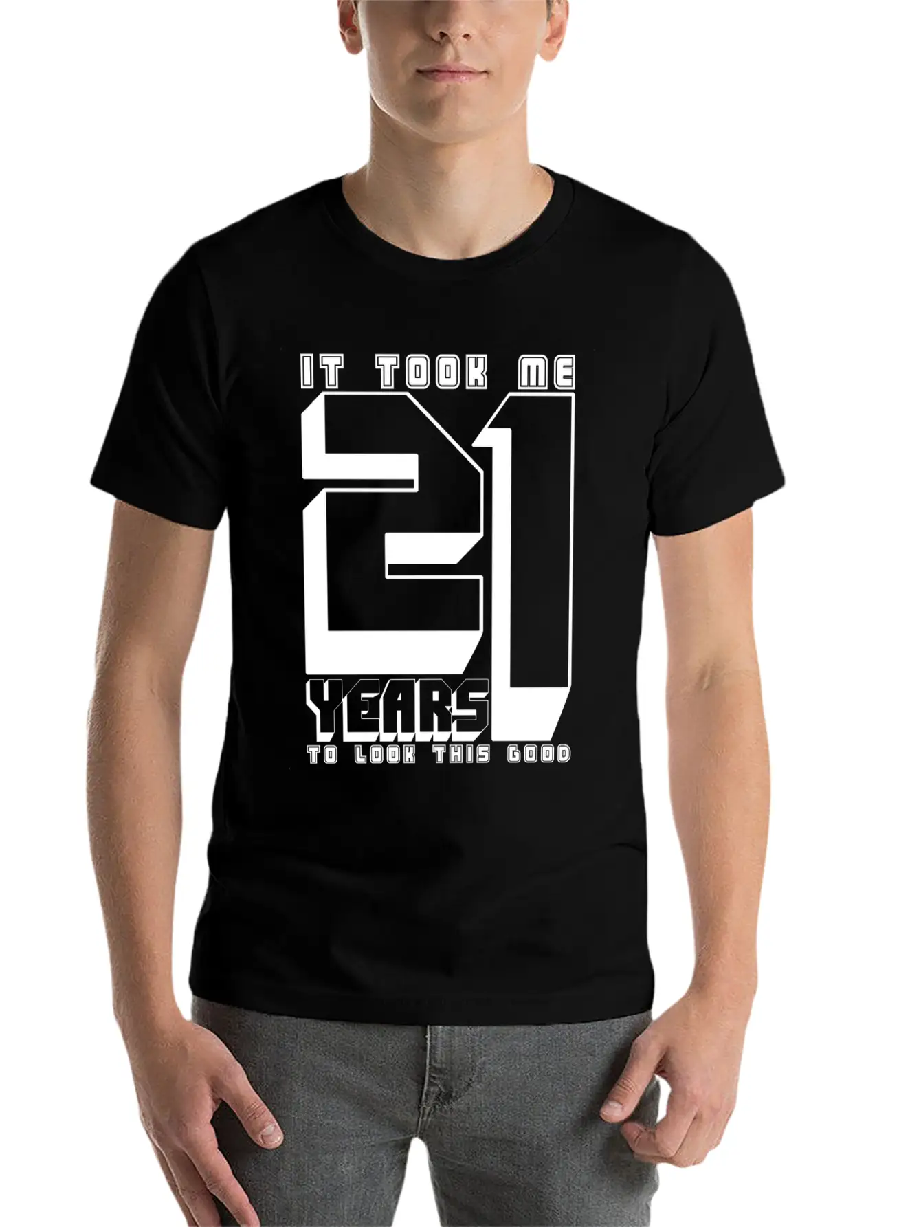 21st Birthday Adult Age Anniversary Twenty One Lightweight Cotton T-Shirt – Daily Comfort Graphic Shirt