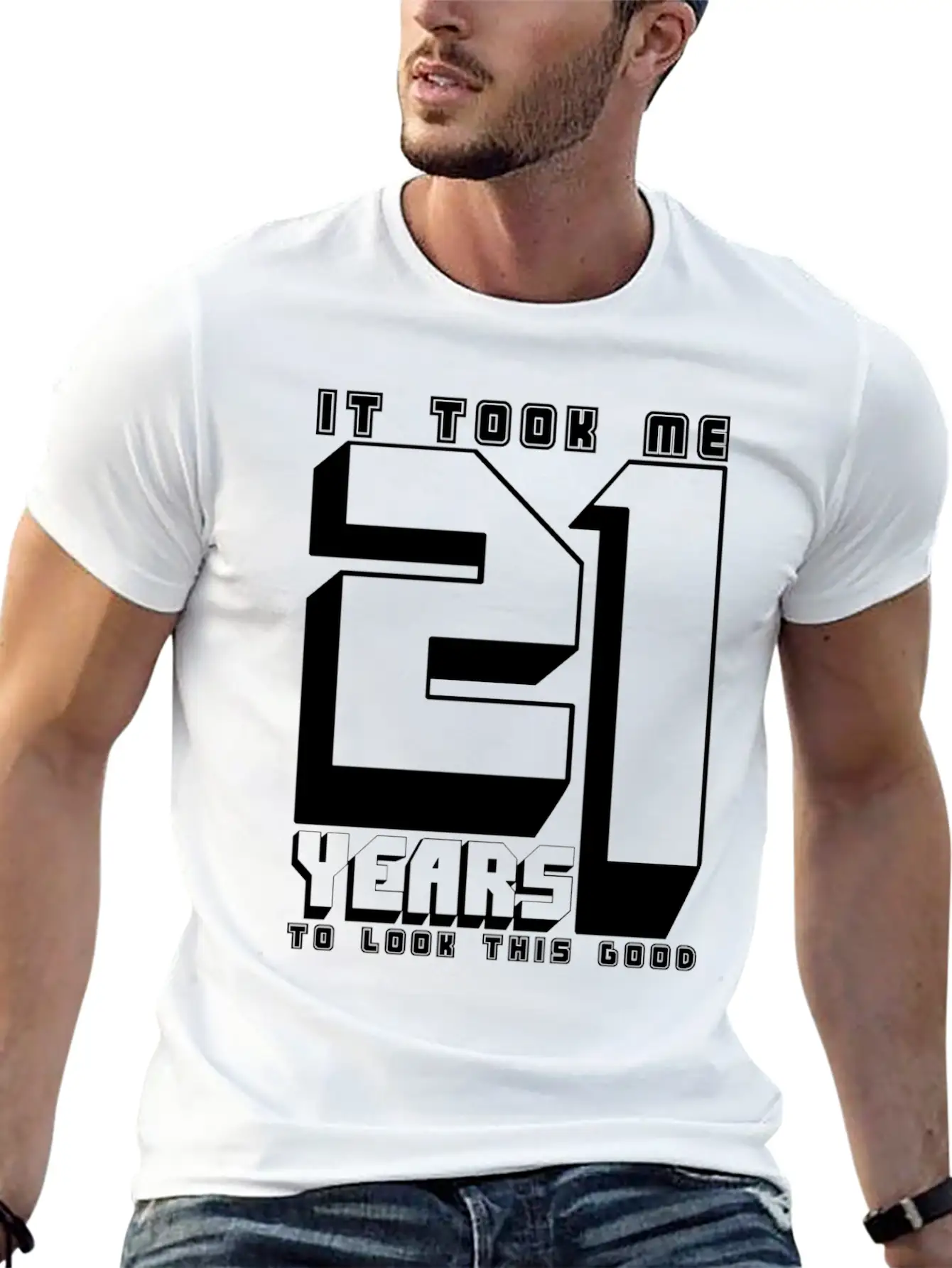 21st Birthday Adult Age Anniversary Twenty One Lightweight Cotton T-Shirt – Daily Comfort Graphic Shirt