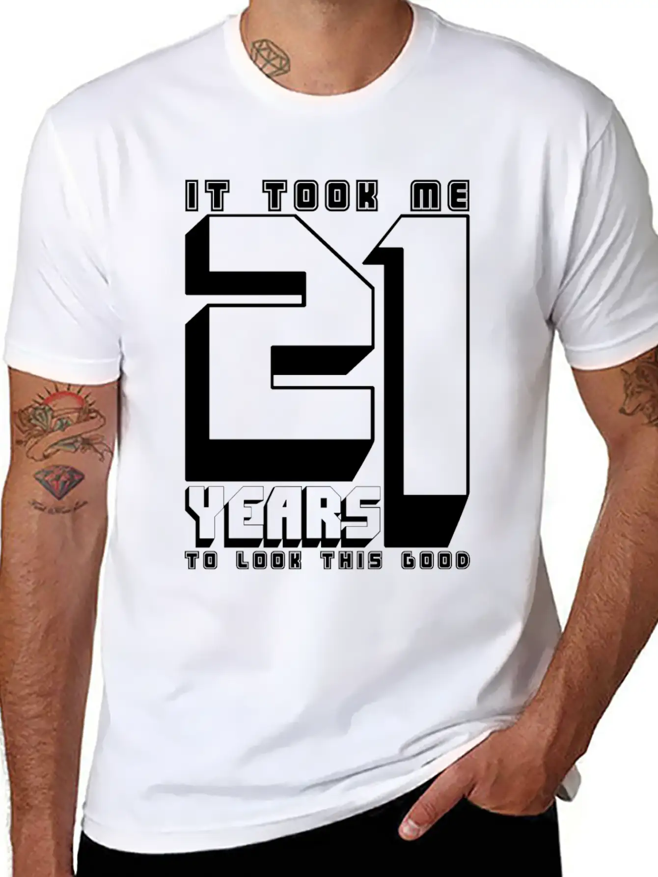 21st Birthday Adult Age Anniversary Twenty One Lightweight Cotton T-Shirt – Daily Comfort Graphic Shirt