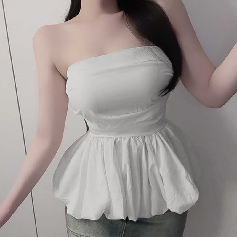 Women's Shoulder-baring Waist-cinching Figure-flattering Tube Top for Ladies