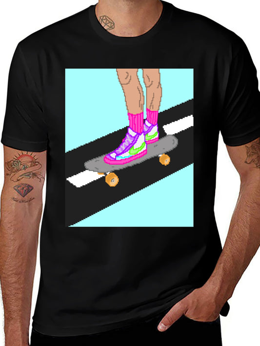 Retro Pixel Skate T-Shirt: Cool 8-Bit Style