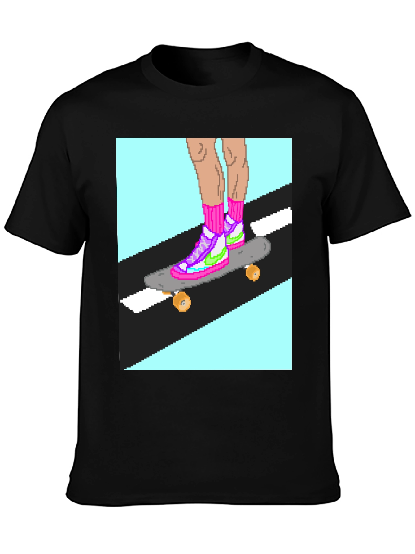 Retro Pixel Skate T-Shirt: Cool 8-Bit Style