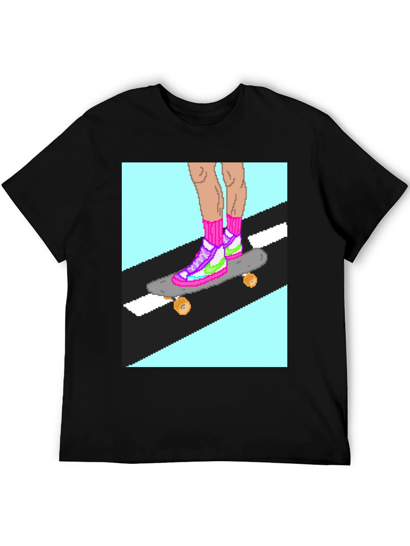 Retro Pixel Skate T-Shirt: Cool 8-Bit Style