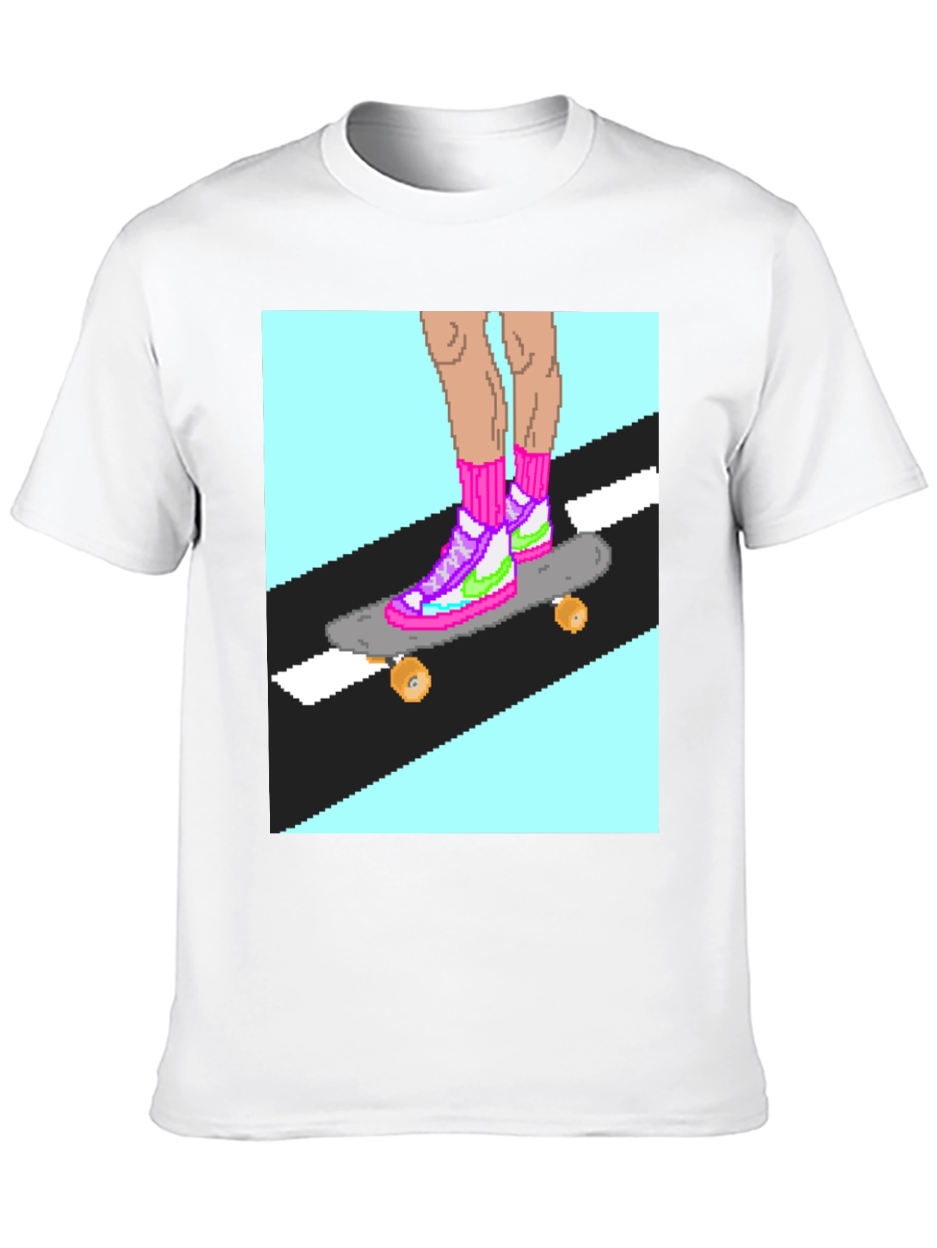 Retro Pixel Skate T-Shirt: Cool 8-Bit Style