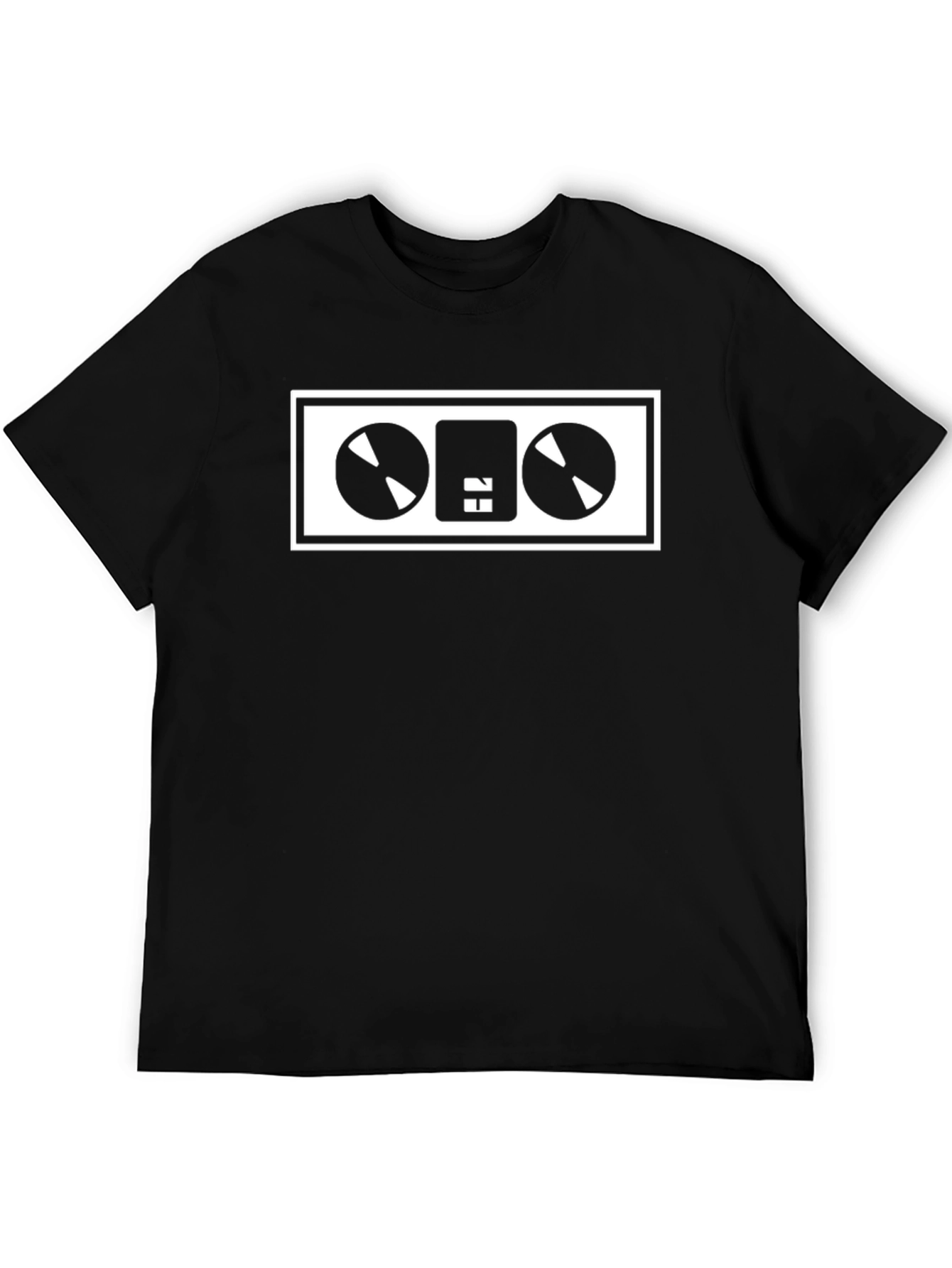 Retro Cassette Tape Graphic Tee - Black Cotton Blend