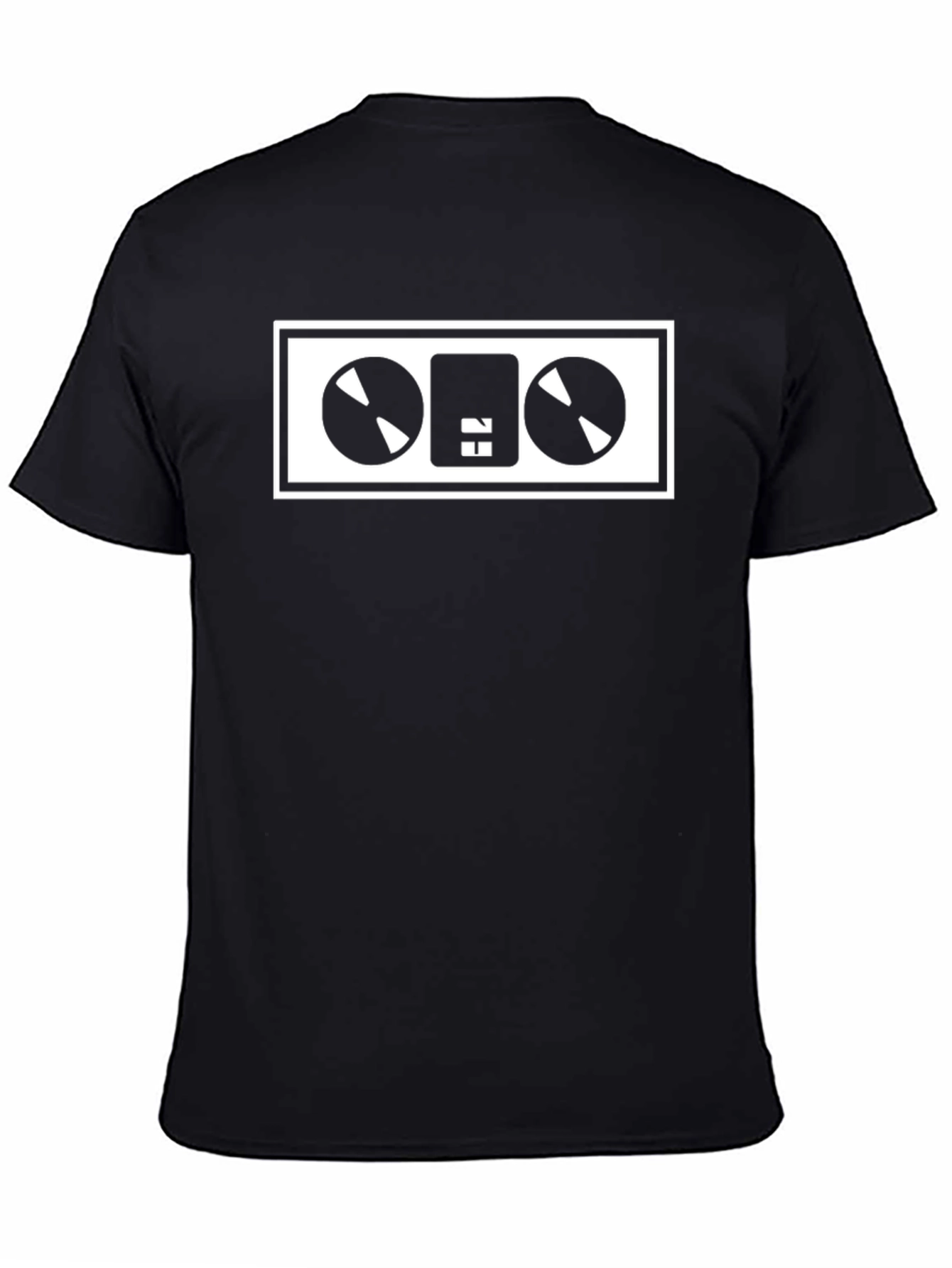 Retro Cassette Tape Graphic Tee - Black Cotton Blend