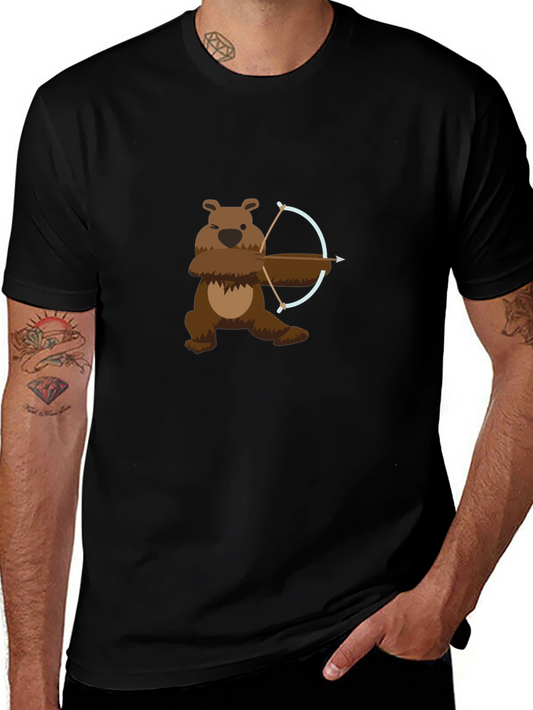 Bear Archer Graphic Tee - Cool Cartoon Bear T-Shirt