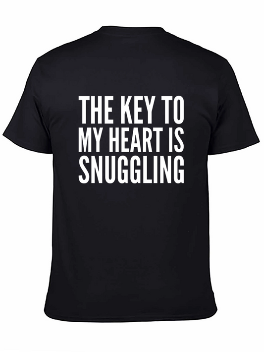 Snuggling Heart Graphic Tee - Comfy Black T-Shirt
