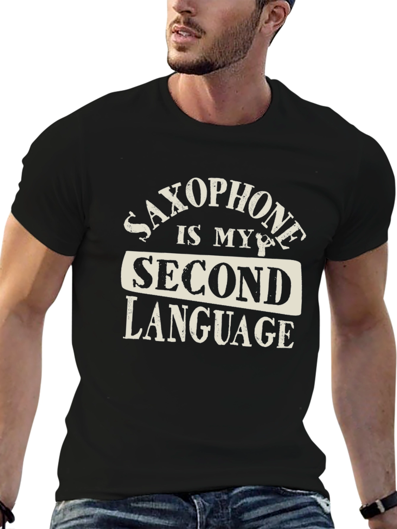Saxophone is My Second Language Graphic T-Shirt