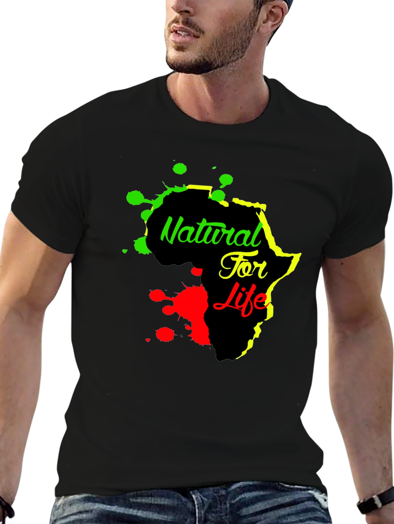 Natural For Life Africa Graphic Print Black T-Shirt