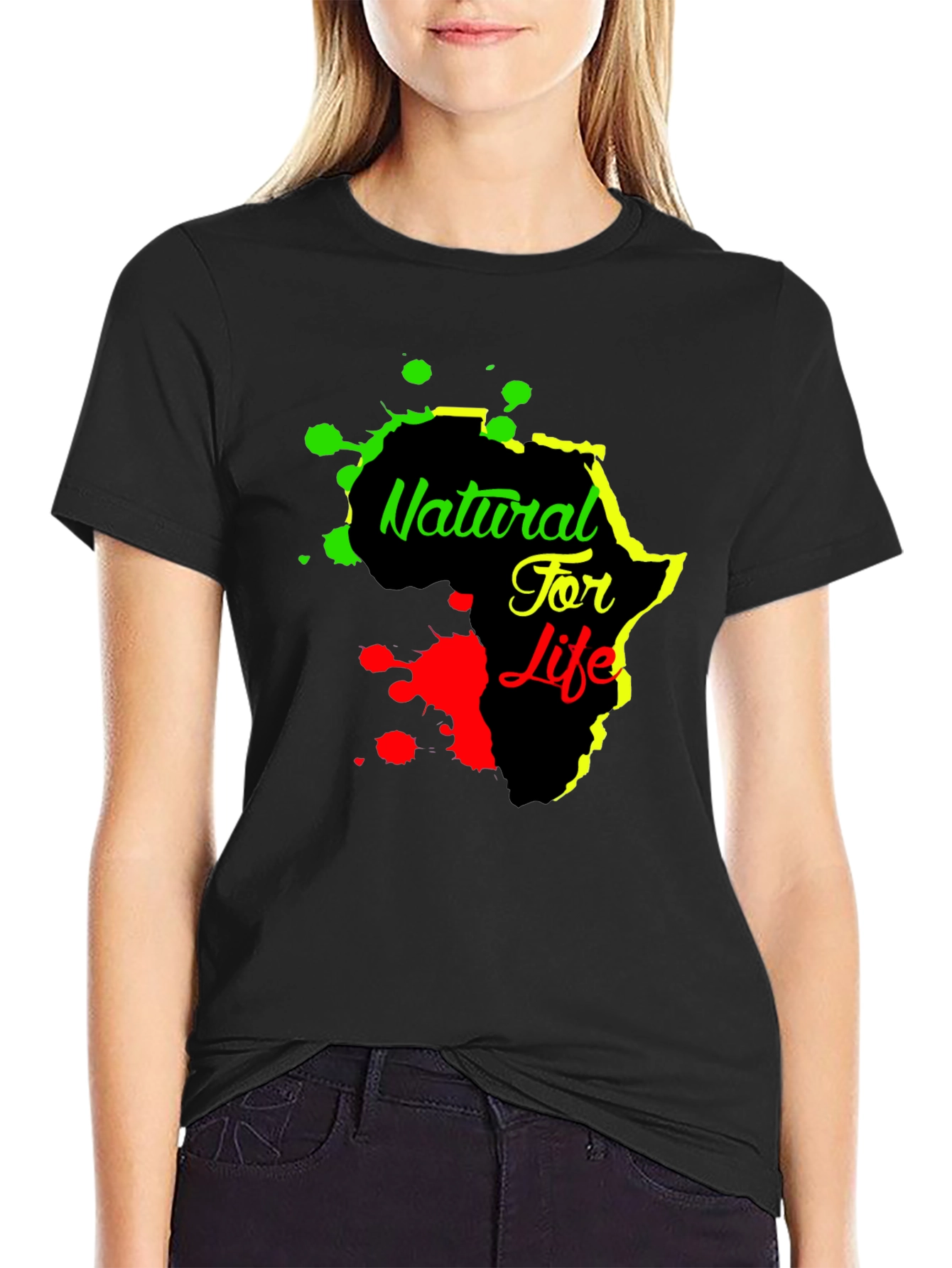 Natural For Life Africa Graphic Print Black T-Shirt