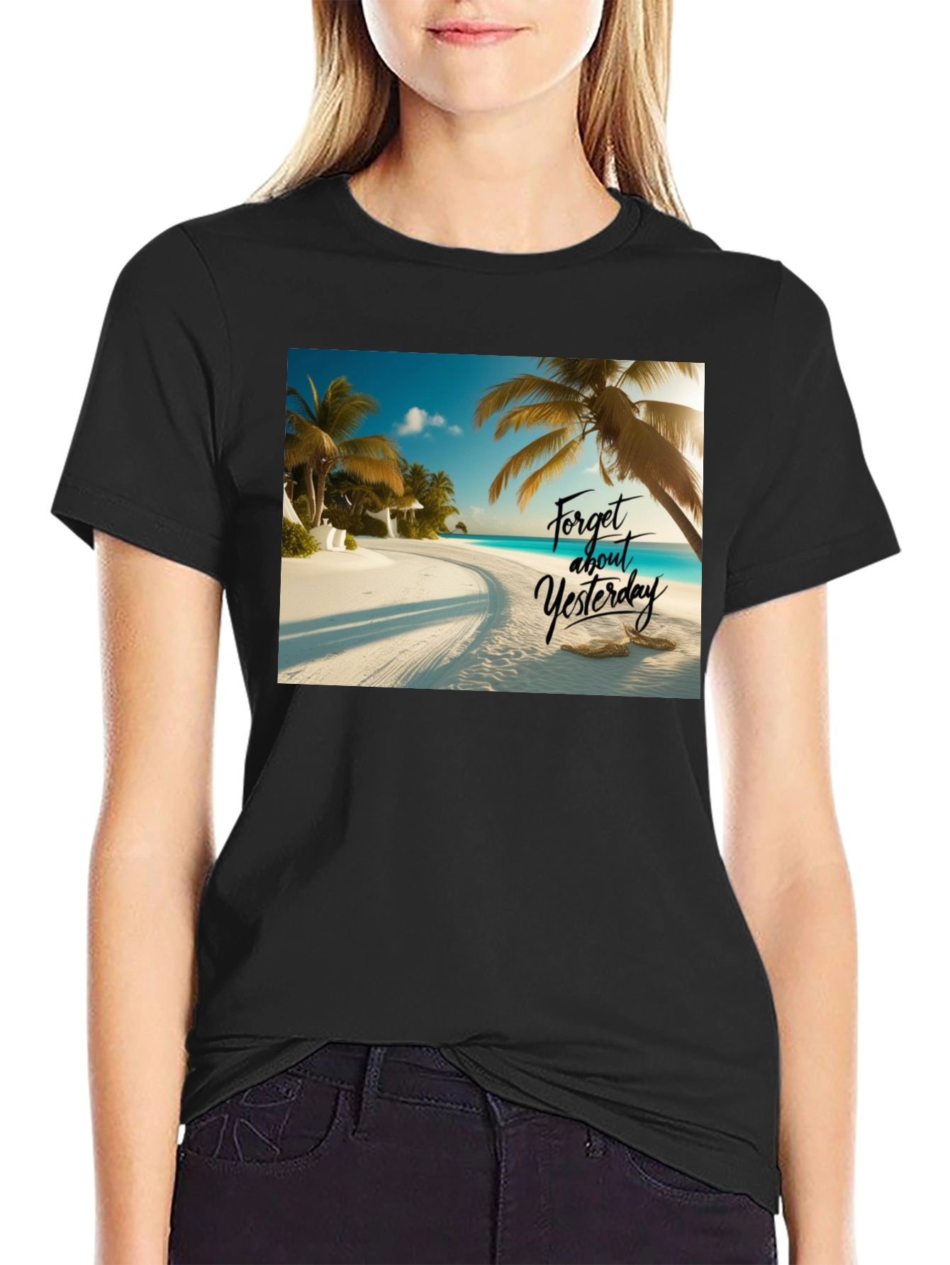 Beach Vibes Black T-Shirt - Forget Yesterday