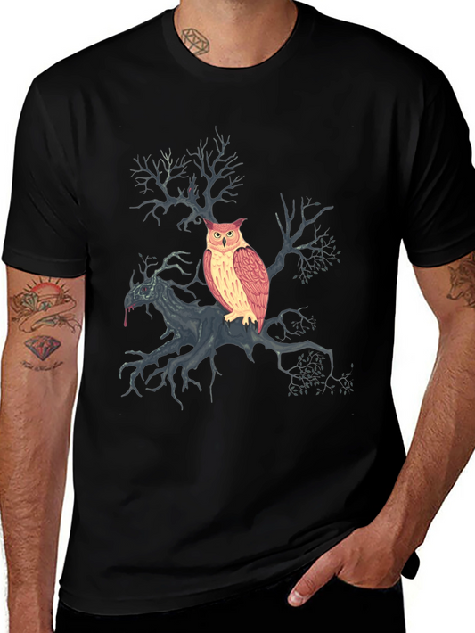 Owl & Tree Graphic T-Shirt