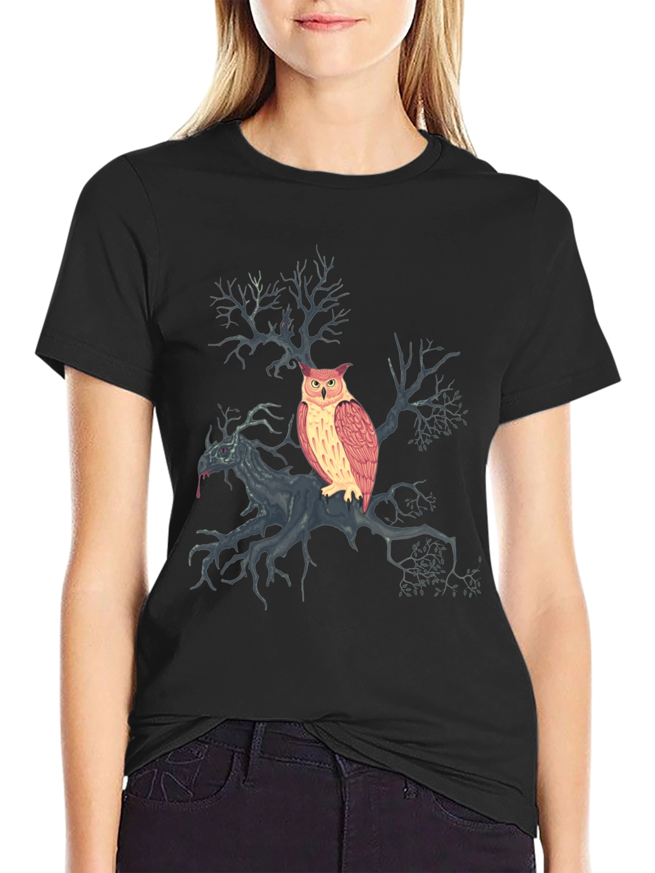 Owl & Tree Graphic T-Shirt