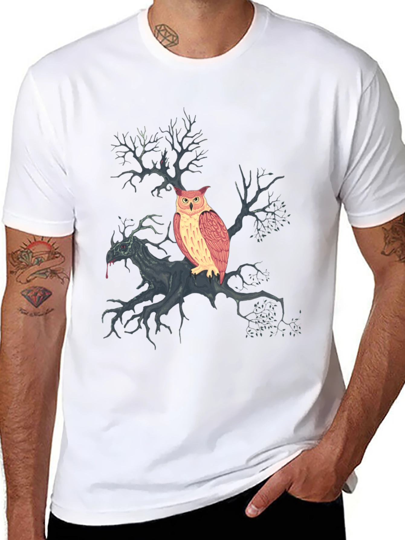 Owl & Tree Graphic T-Shirt
