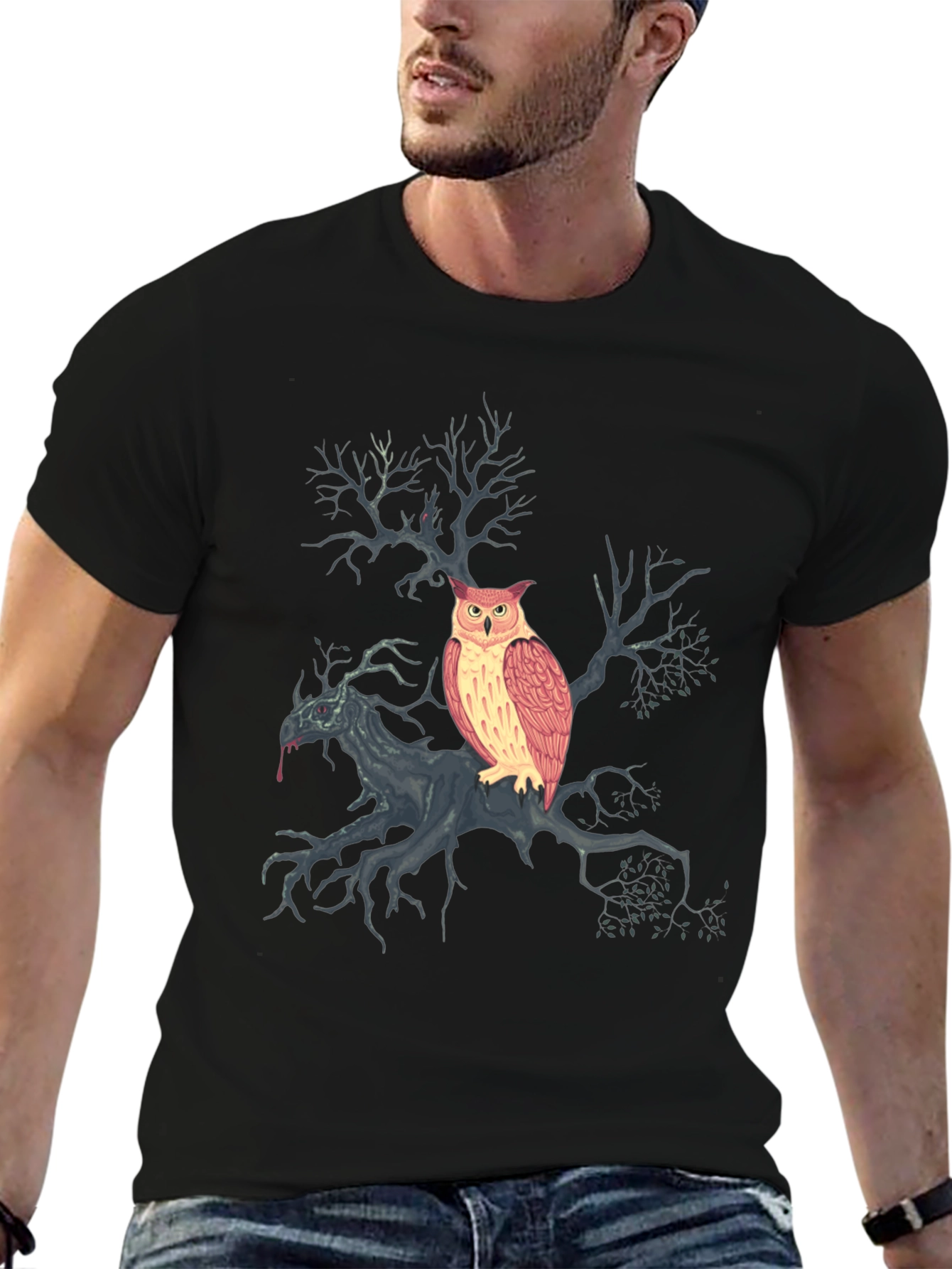 Owl & Tree Graphic T-Shirt