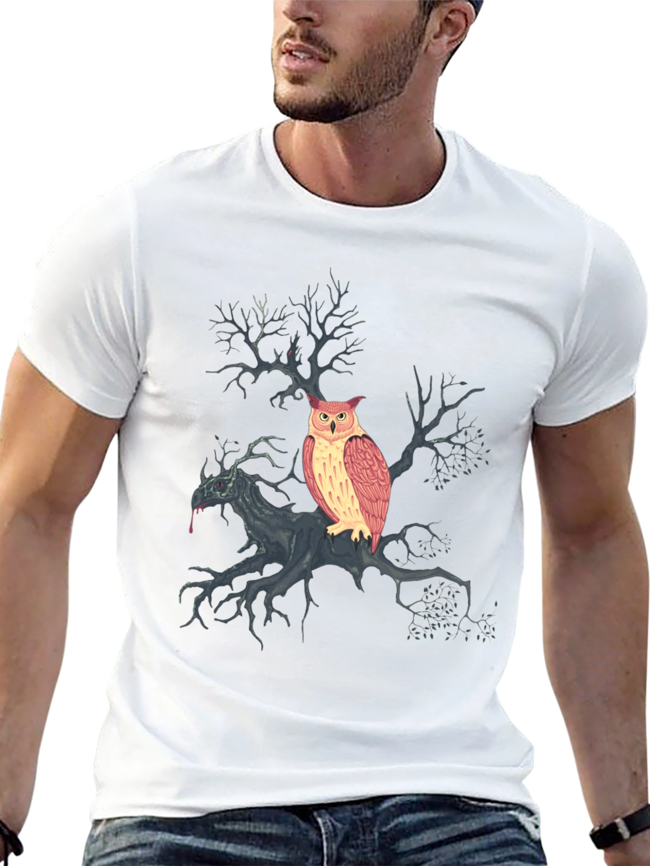 Owl & Tree Graphic T-Shirt