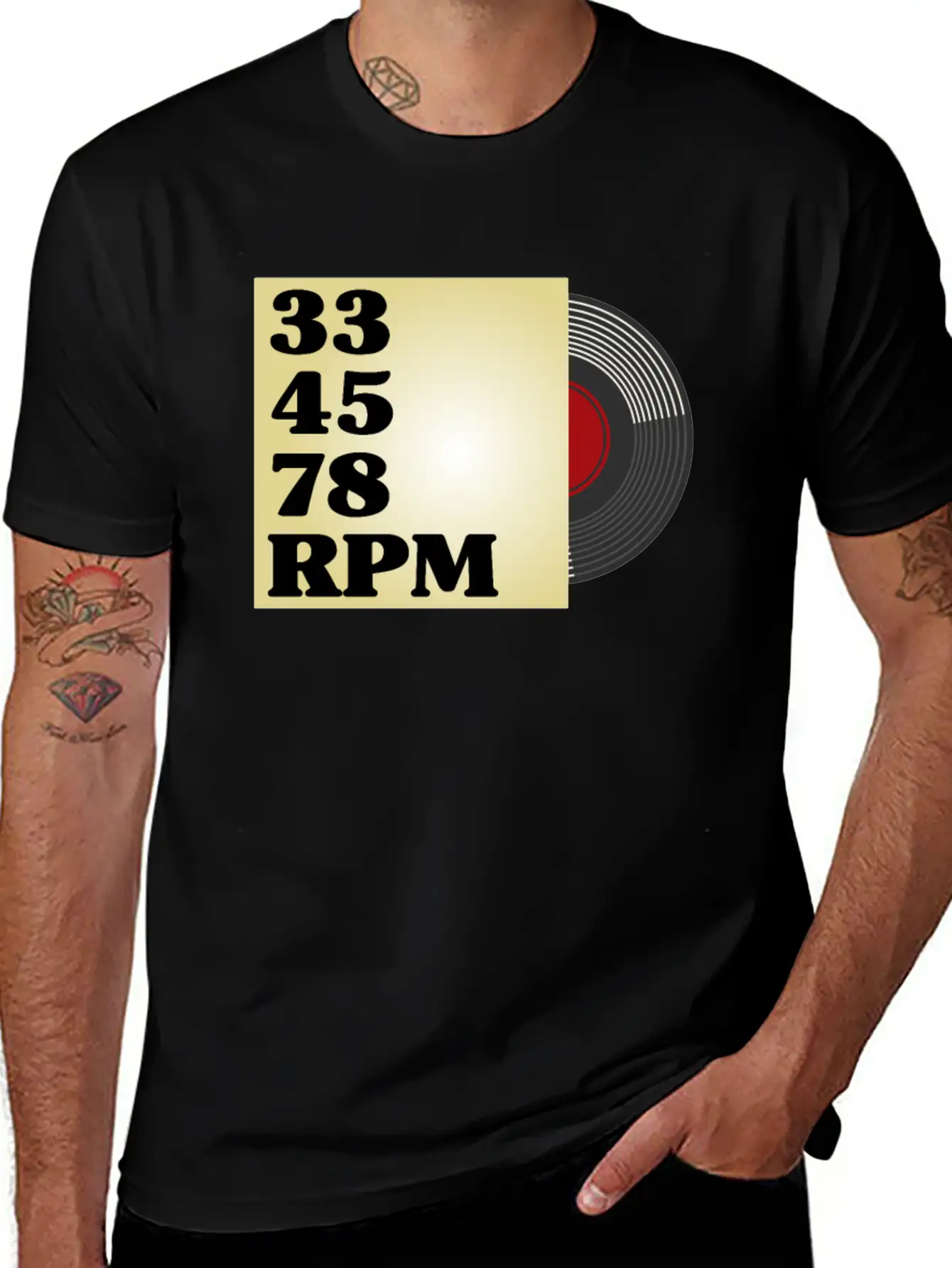 33 45 78 RPM Vinyl Records Collector Retro Modern Fit Casual T-Shirt – Clean And Versatile Design