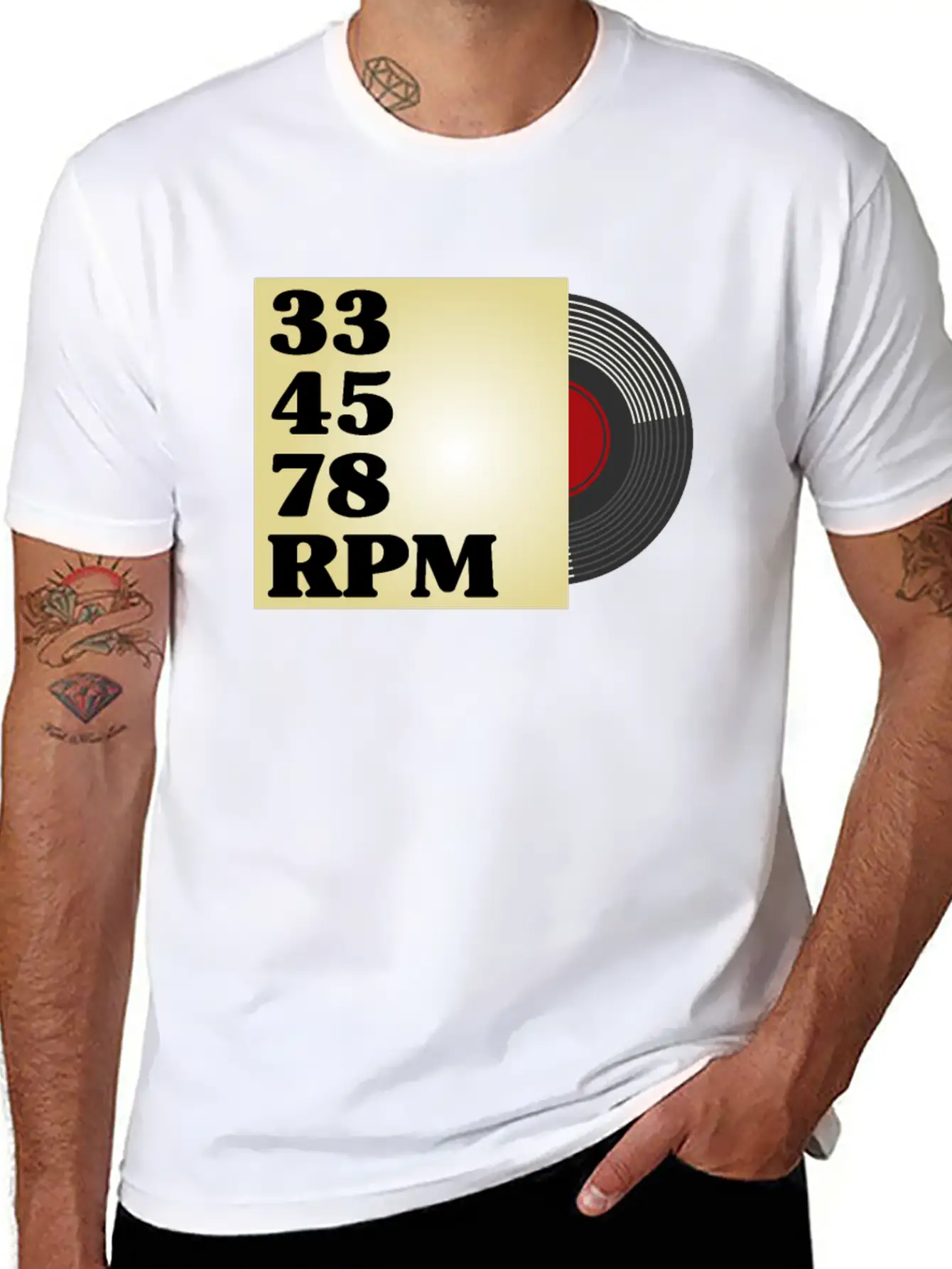 33 45 78 RPM Vinyl Records Collector Retro Modern Fit Casual T-Shirt – Clean And Versatile Design