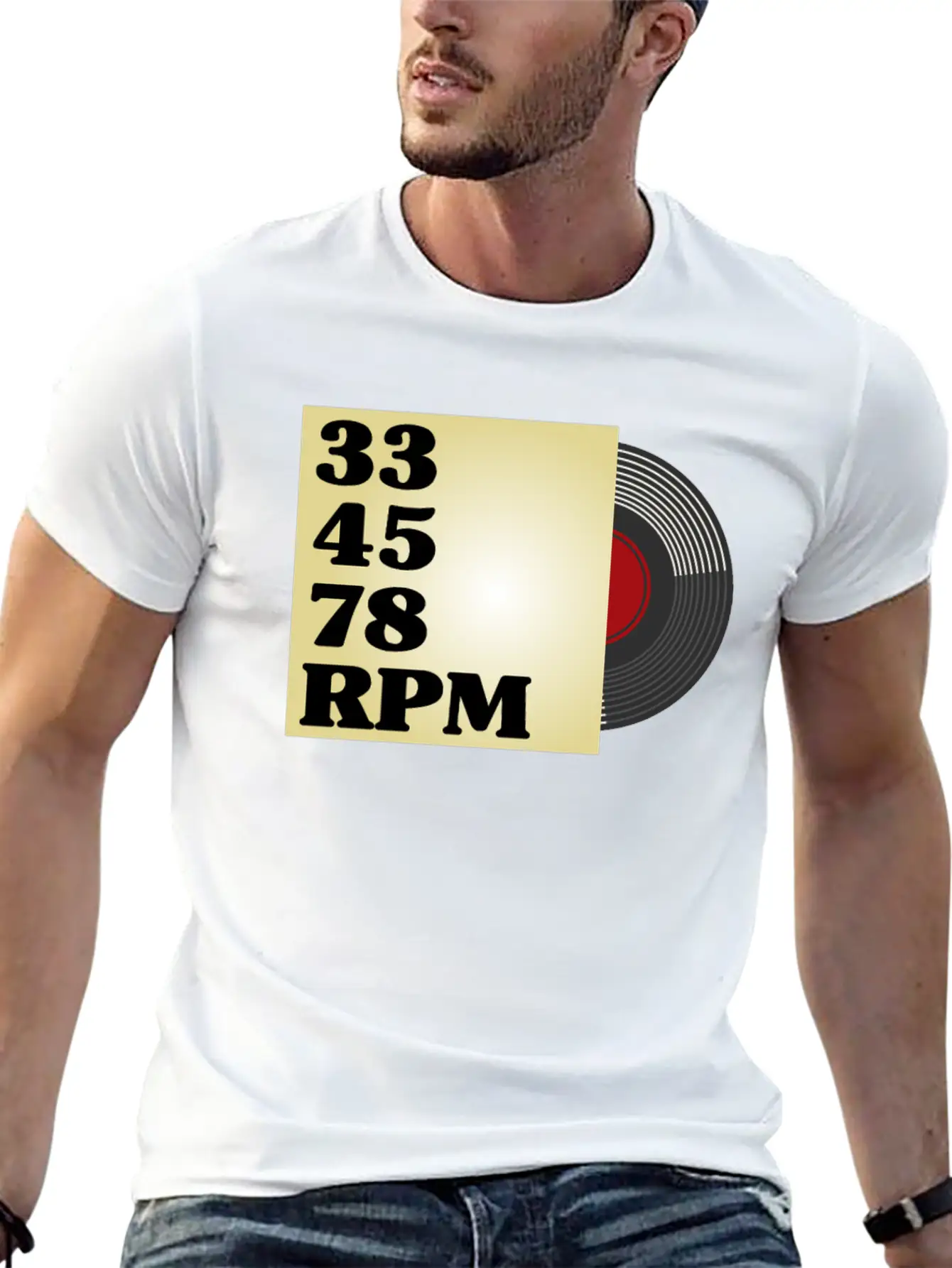 33 45 78 RPM Vinyl Records Collector Retro Modern Fit Casual T-Shirt – Clean And Versatile Design