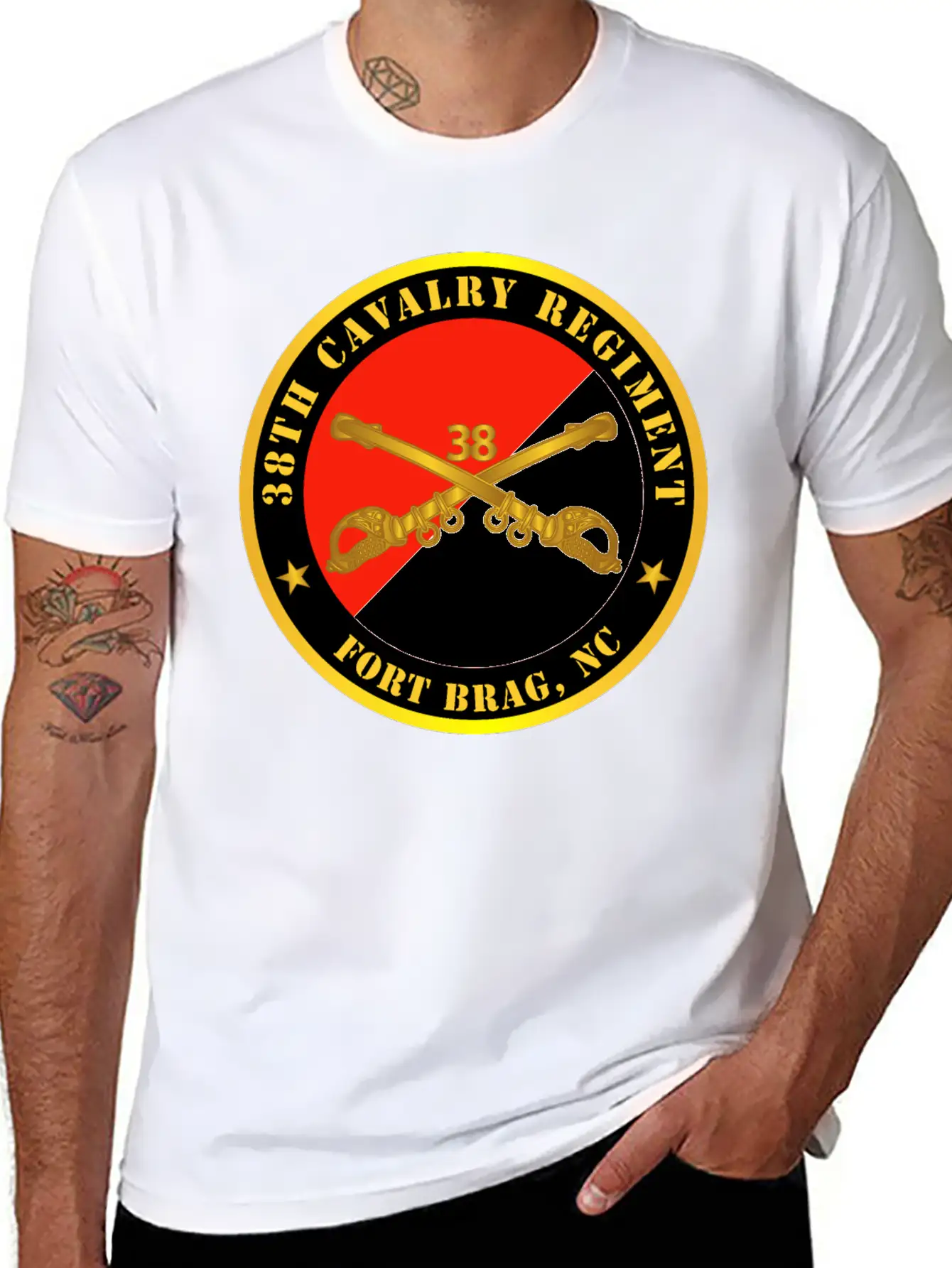 38th Cavalry Regiment Fort Bragg NC W Cav Branch Lightweight Cotton T-Shirt – Daily Comfort Graphic Shirt
