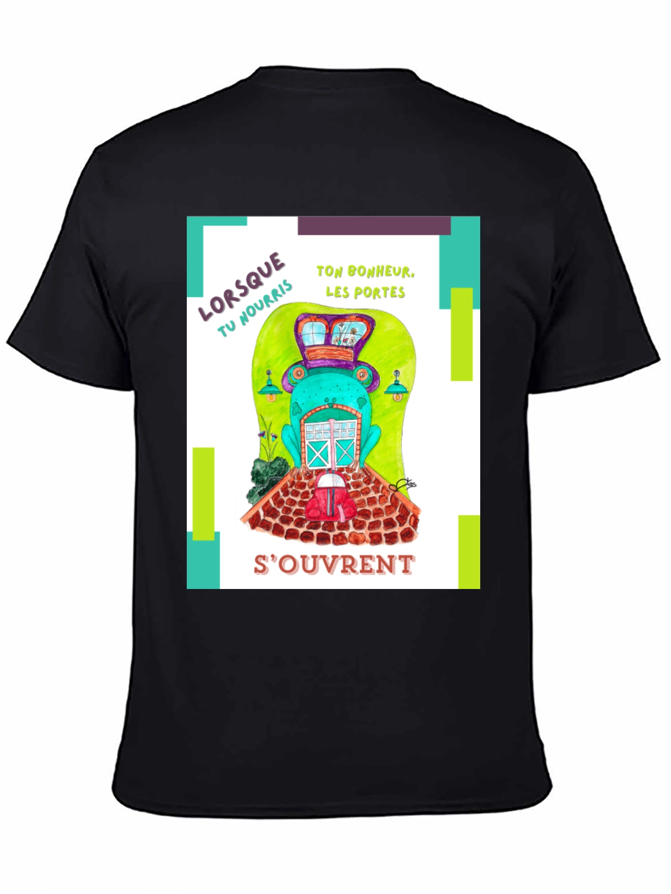 Quirky French Frog Door Graphic T-Shirt