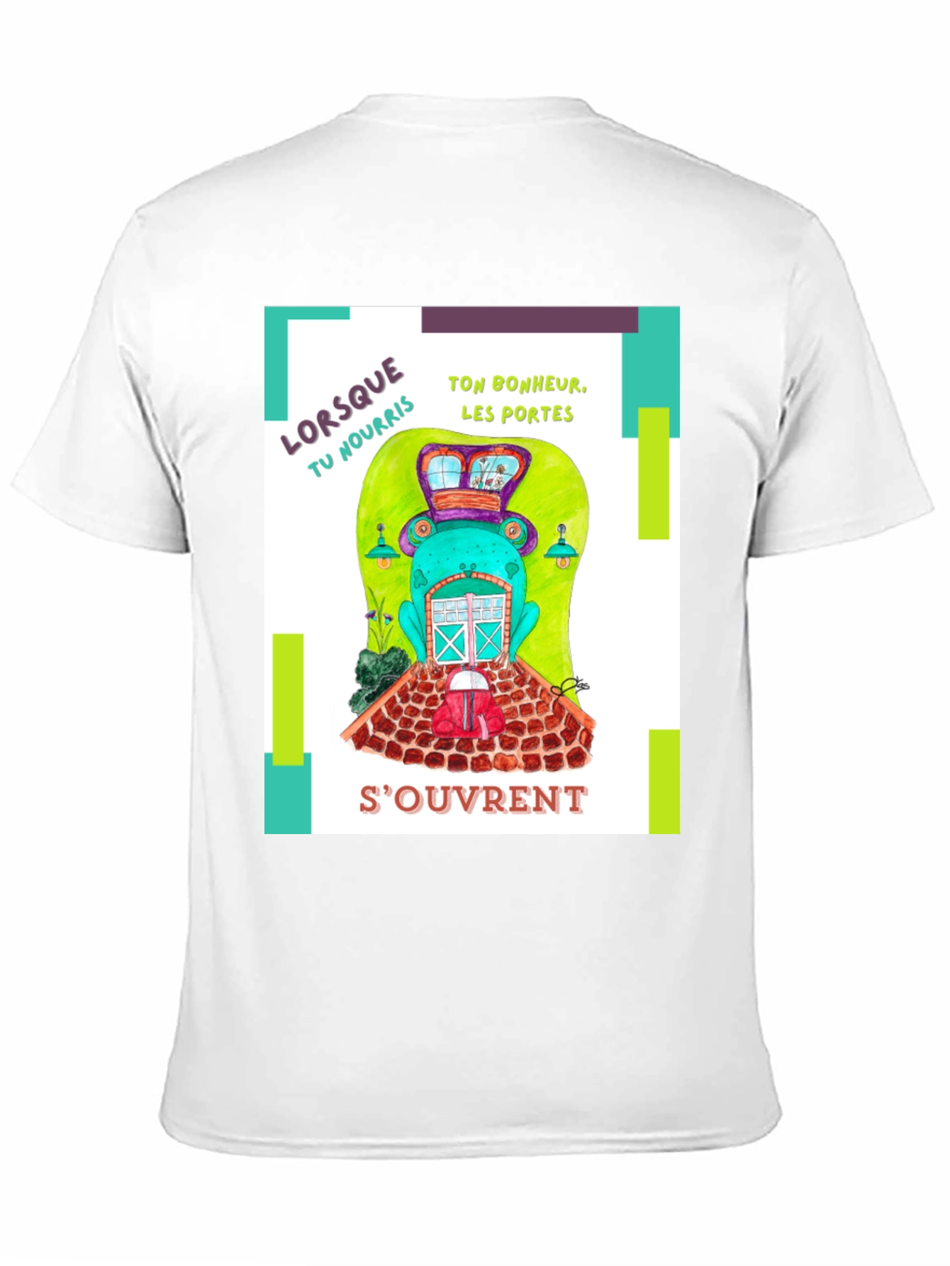 Quirky French Frog Door Graphic T-Shirt