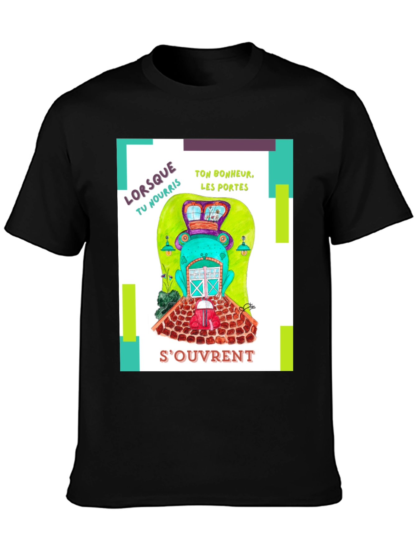 Quirky French Frog Door Graphic T-Shirt