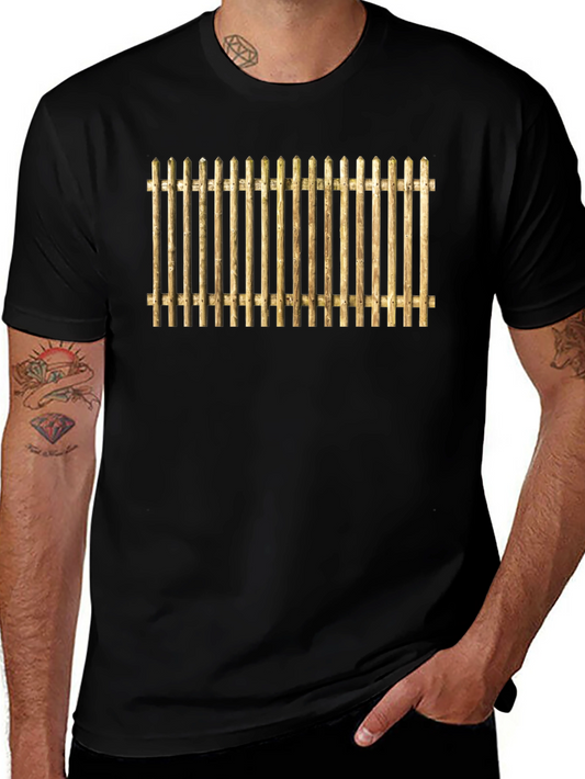 Novelty Fence Graphic T-Shirt - Black Cotton Tee