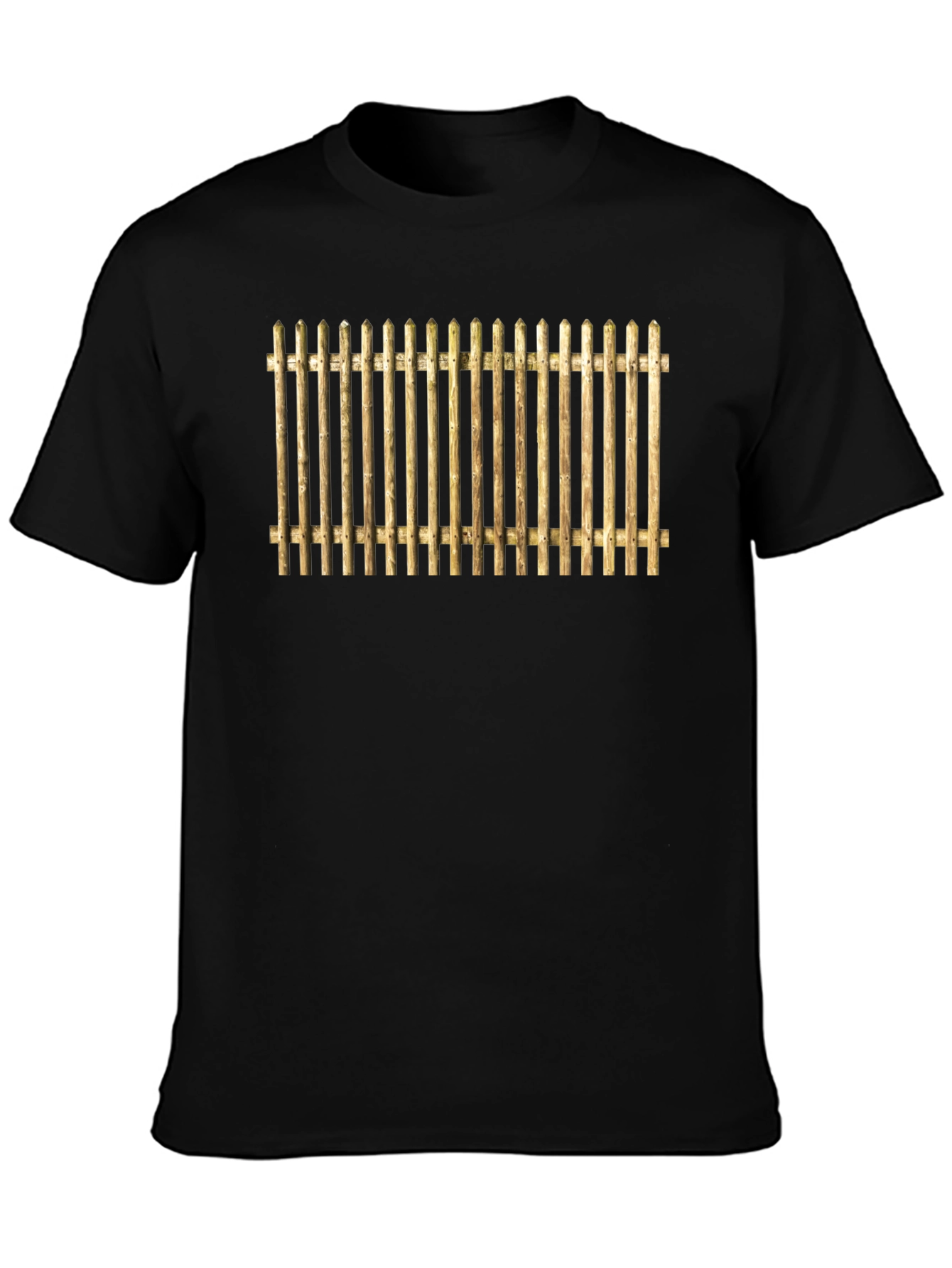Novelty Fence Graphic T-Shirt - Black Cotton Tee