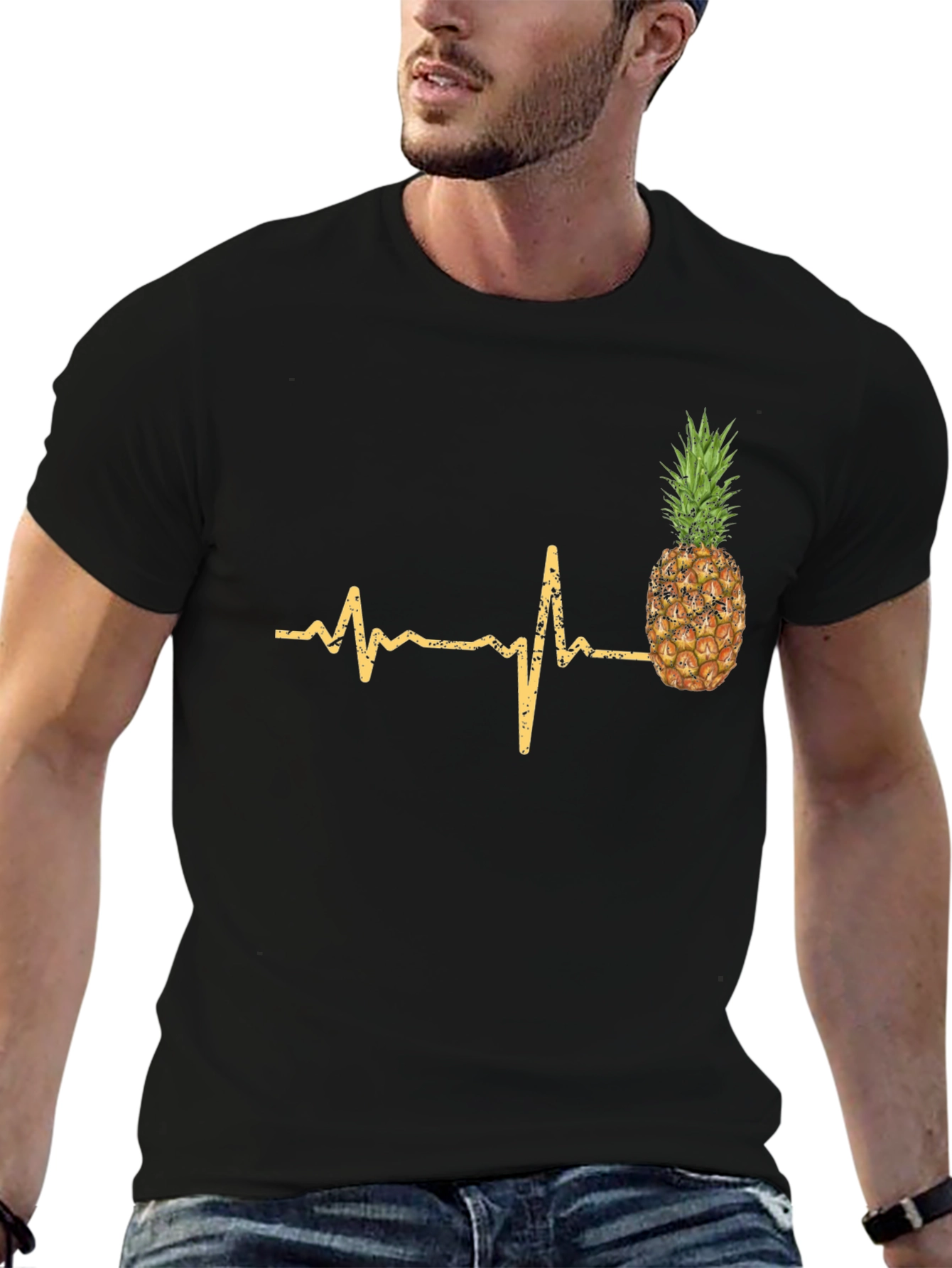 Pineapple Heartbeat Graphic Tee - Black