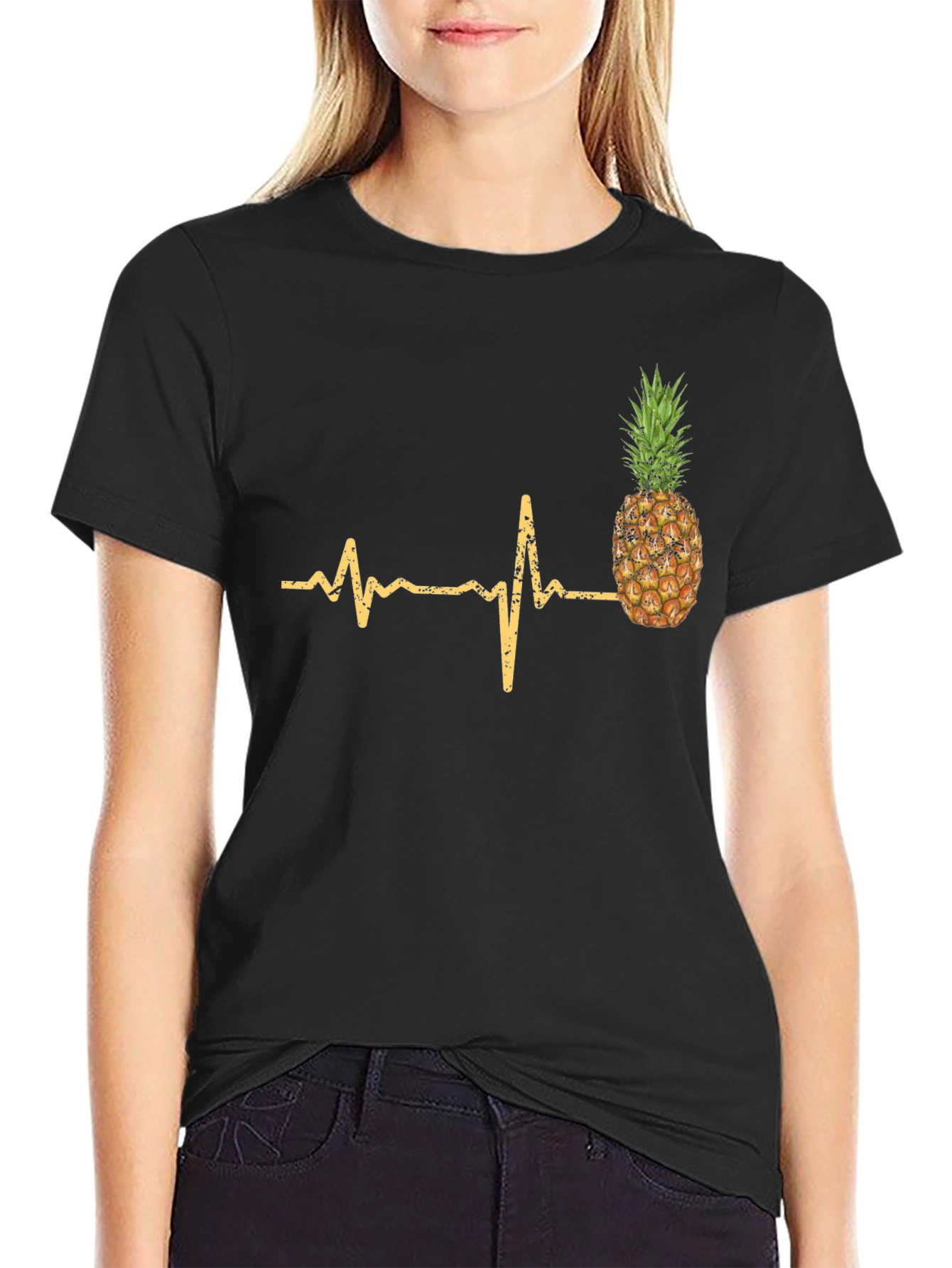 Pineapple Heartbeat Graphic Tee - Black