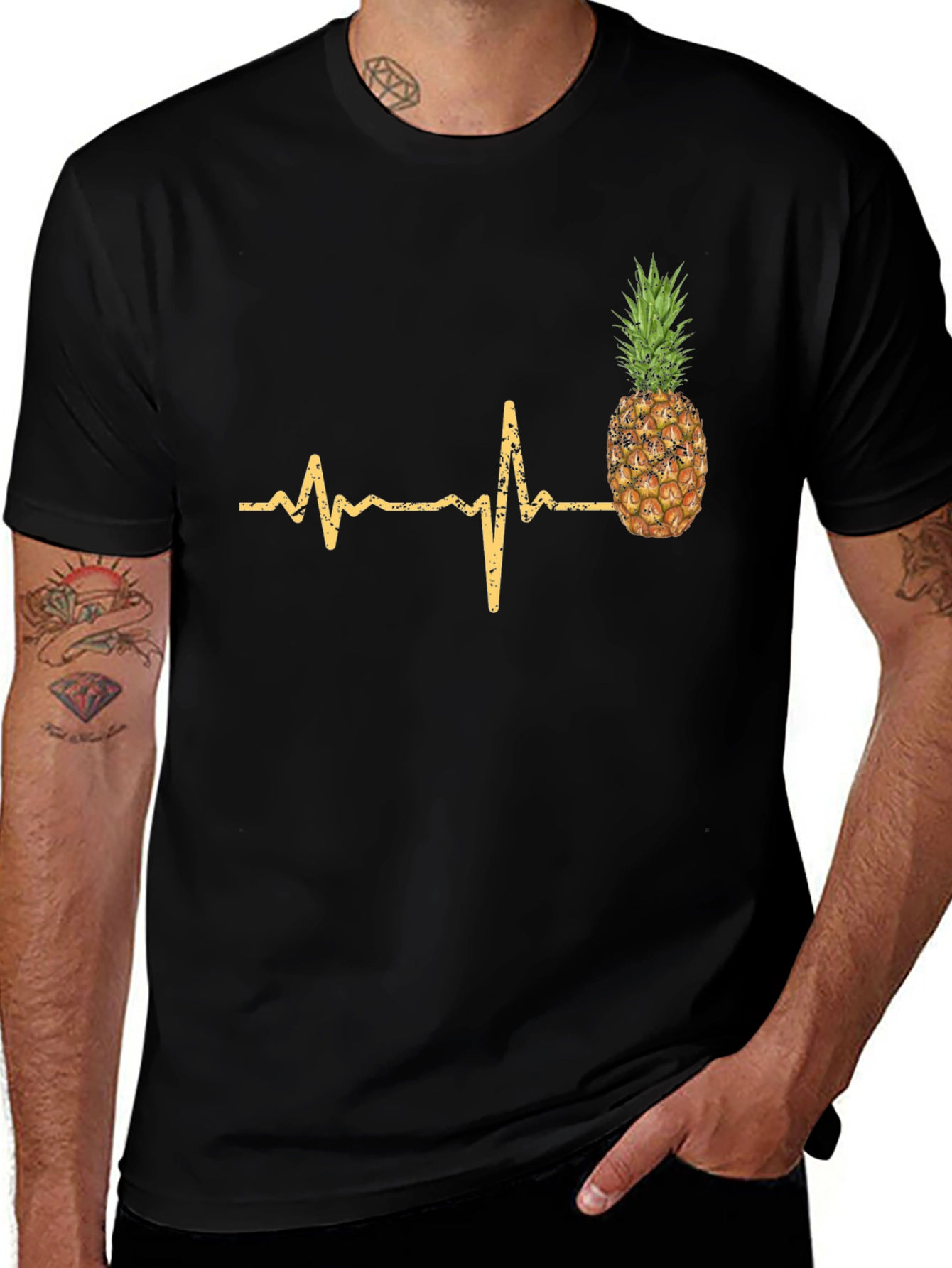 Pineapple Heartbeat Graphic Tee - Black