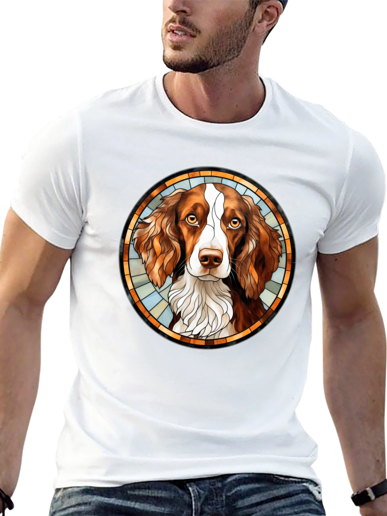 Springer Spaniel Stained Glass Style T-Shirt