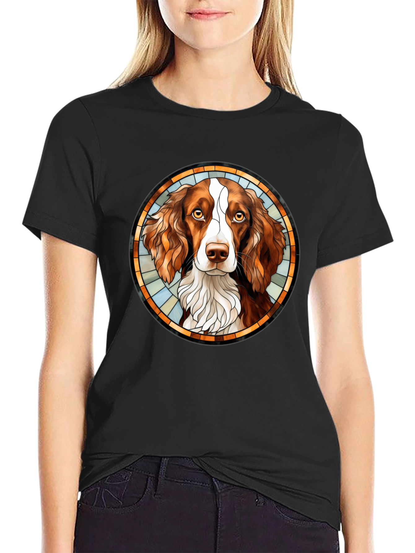Springer Spaniel Stained Glass Style T-Shirt