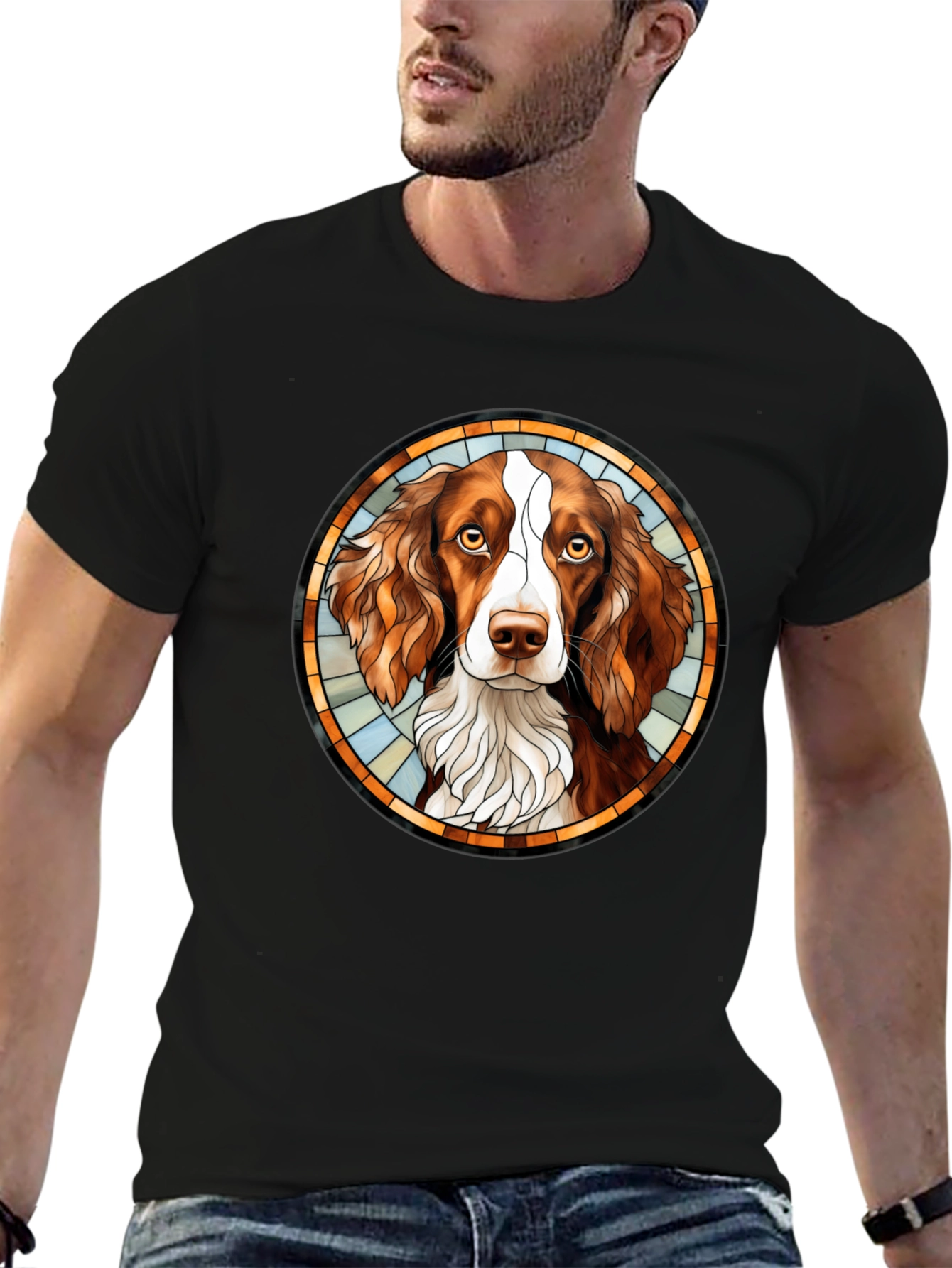 Springer Spaniel Stained Glass Style T-Shirt