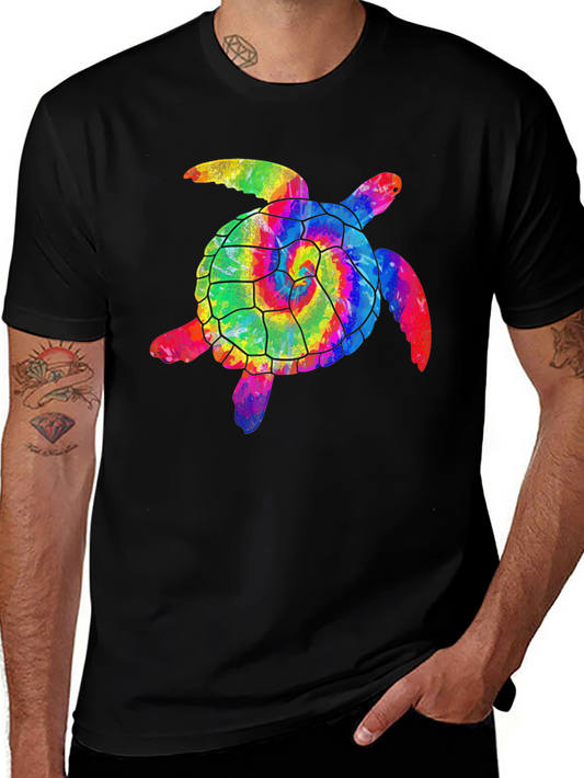 Tie Dye Turtle Graphic T-Shirt - Stylish Comfort