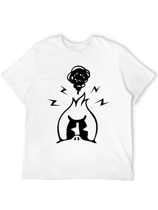 Angry Mascot Graphic Tee - Black Cotton Blend T-Shirt
