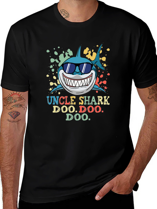 Uncle Shark Doo Doo Doo Mens Black T-Shirt