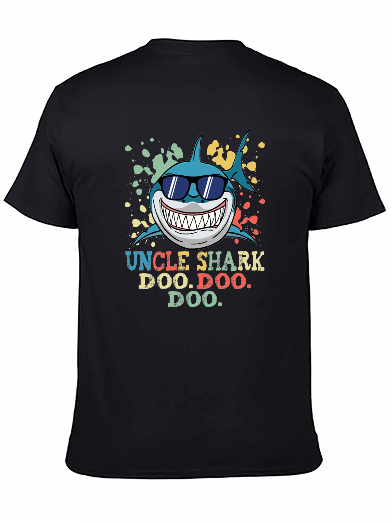 Uncle Shark Doo Doo Doo Mens Black T-Shirt